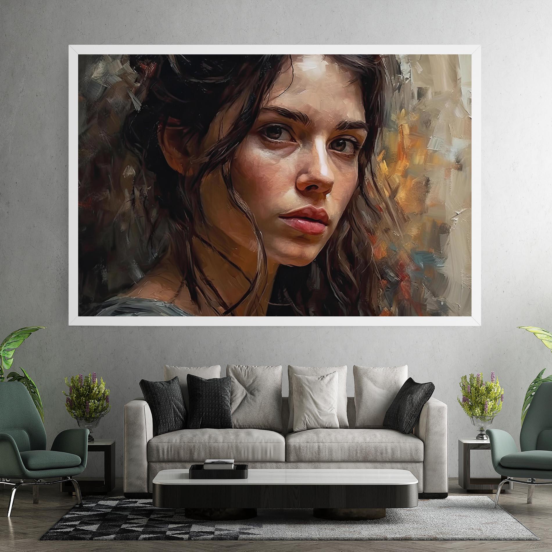 Leinwandbild Closeup Impasto Portrait mockup 7