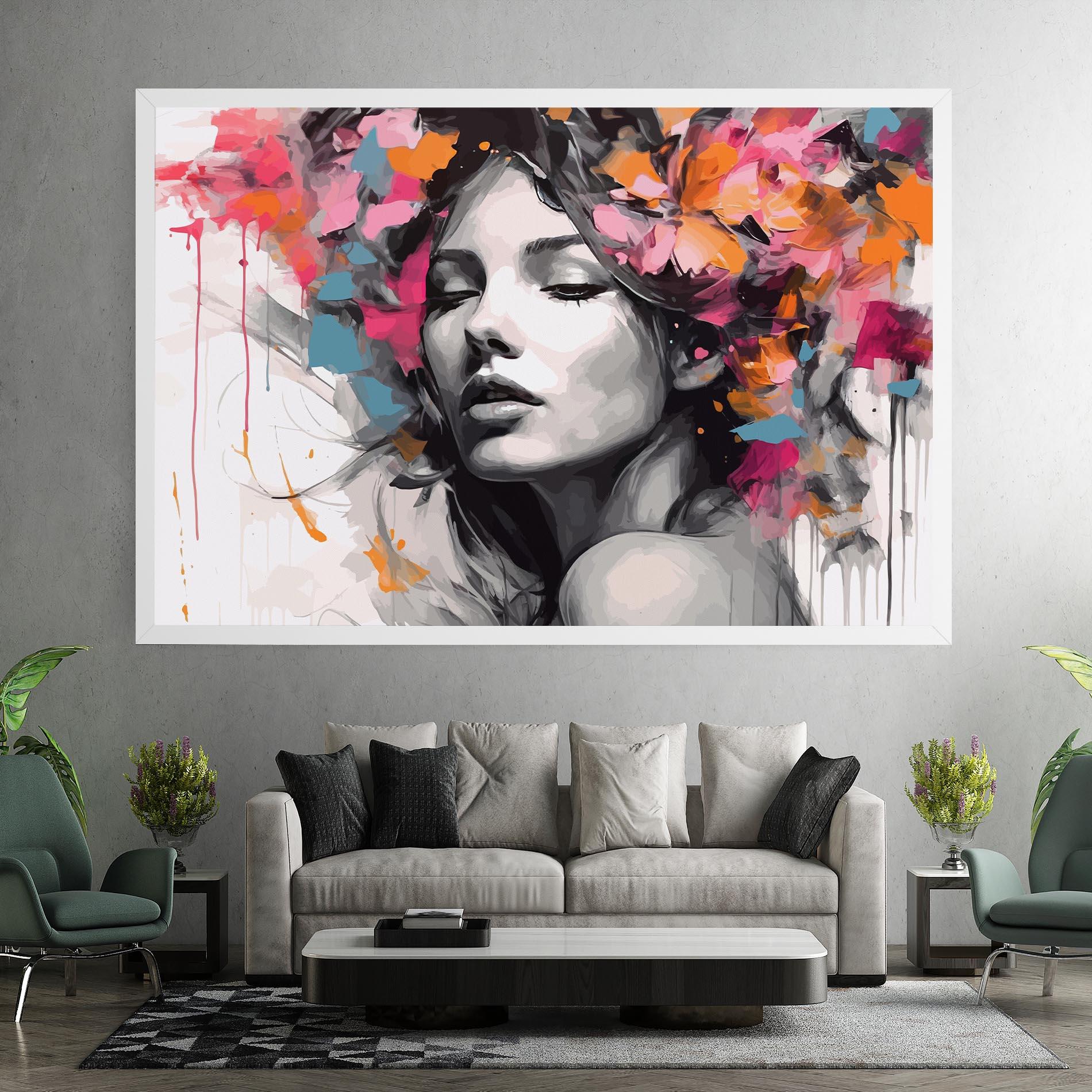 Leinwandbild Colorful Flower Portrait mockup 7