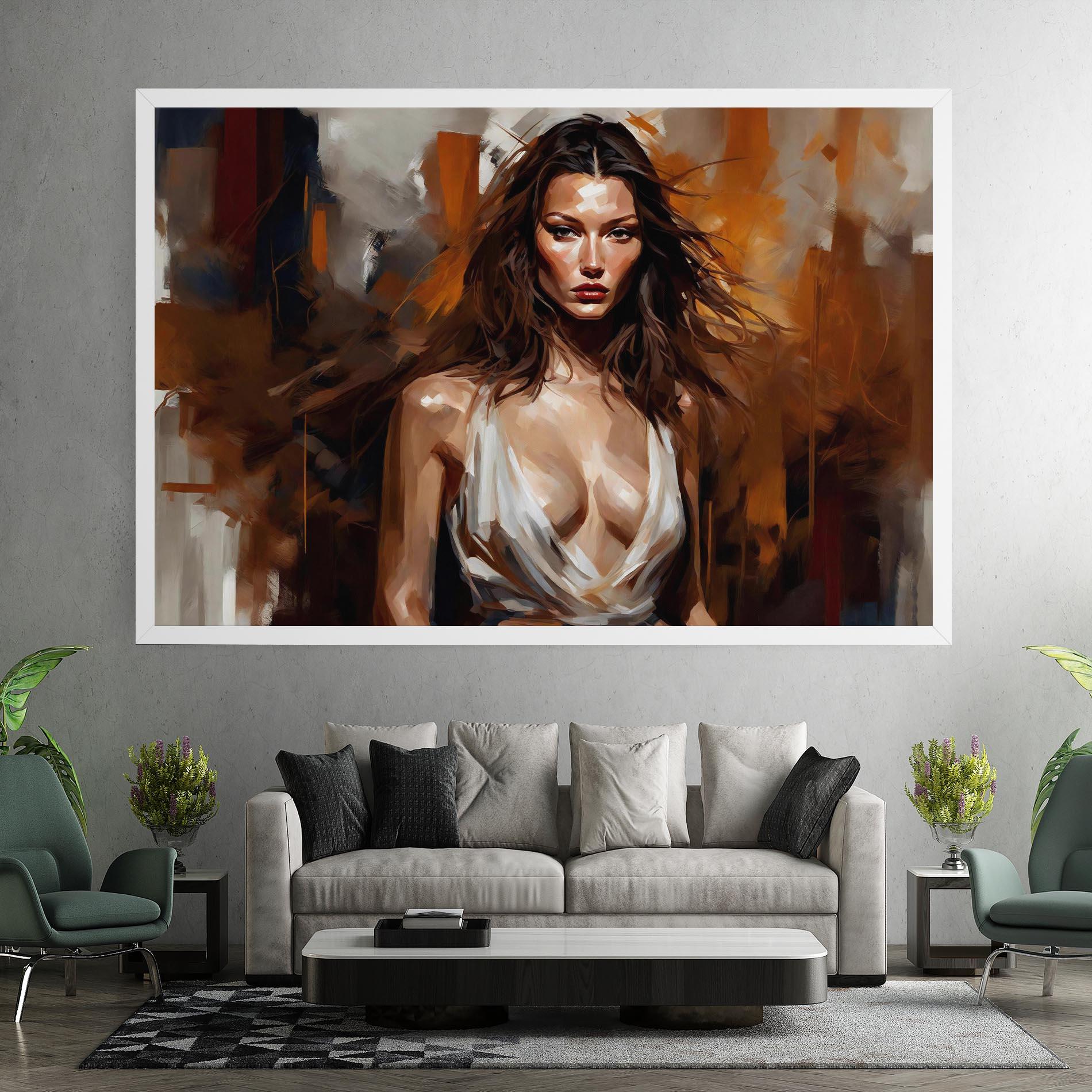 Leinwandbild Long Brown Hair Woman mockup 7