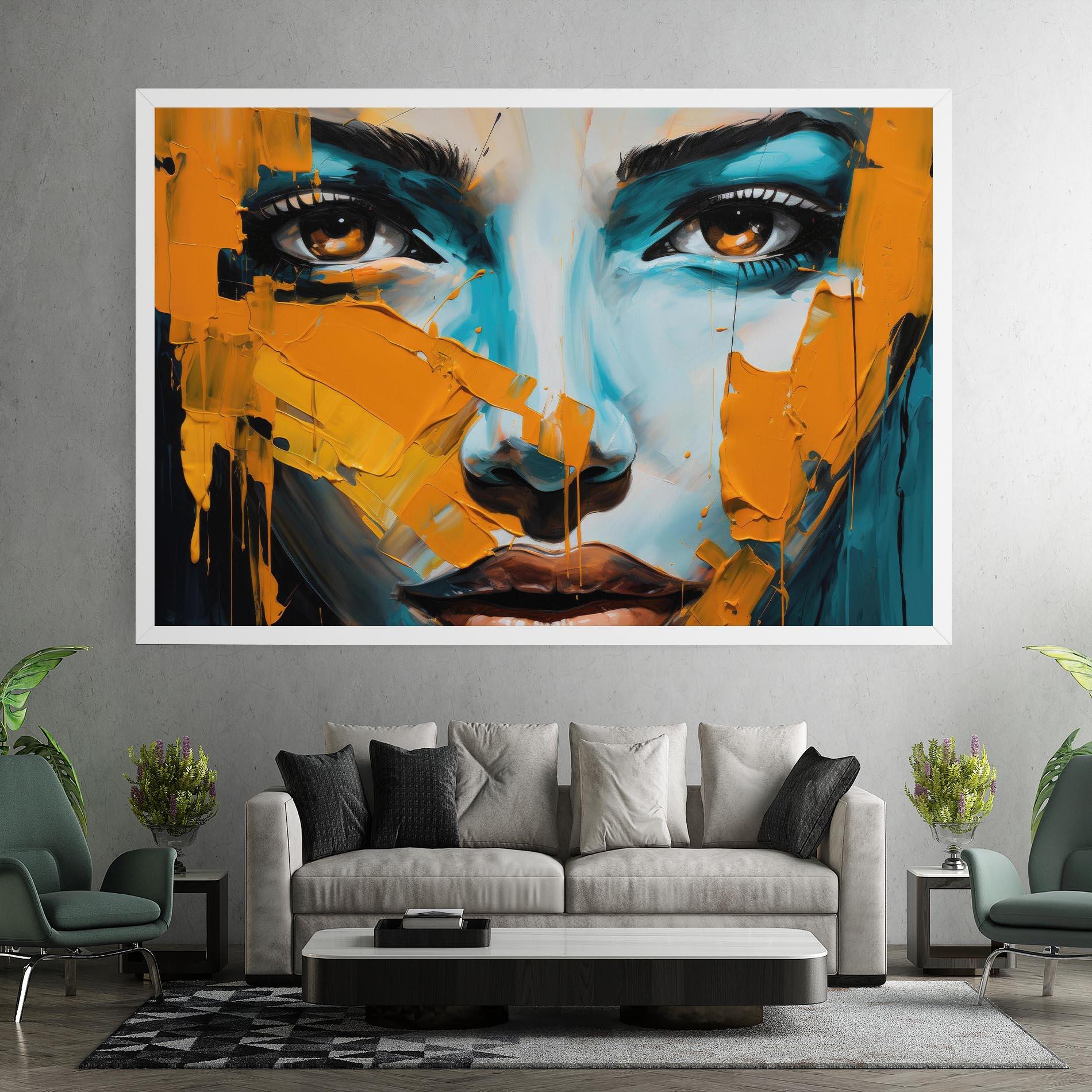 Leinwandbild Orange Paint Portrait mockup 7