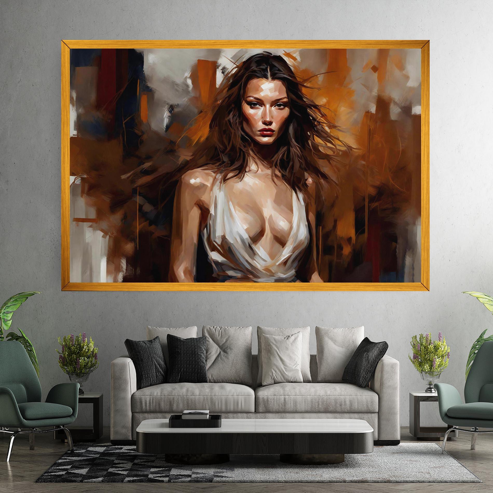 Leinwandbild Long Brown Hair Woman mockup 7