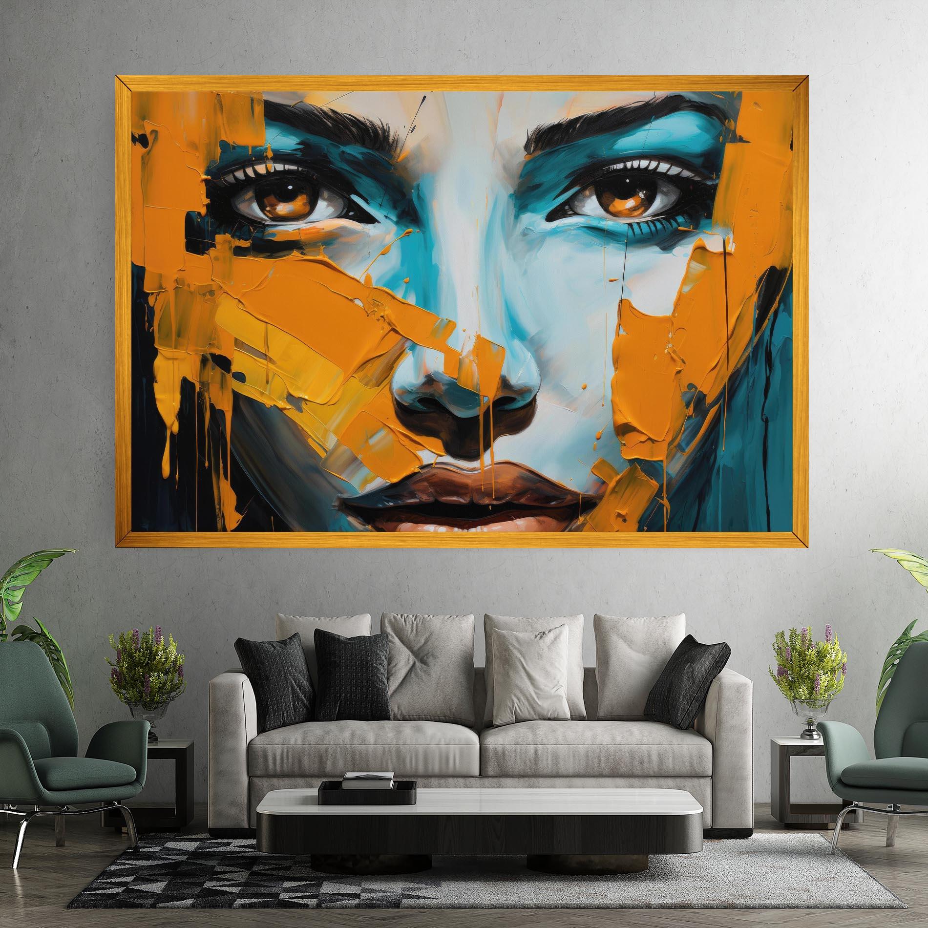 Leinwandbild Orange Paint Portrait mockup 7