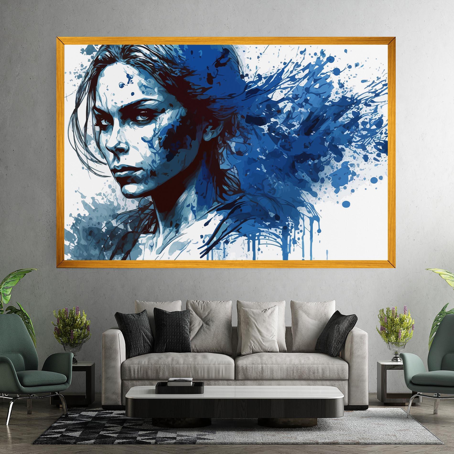 Leinwandbild Portrait Blue Woman mockup 7