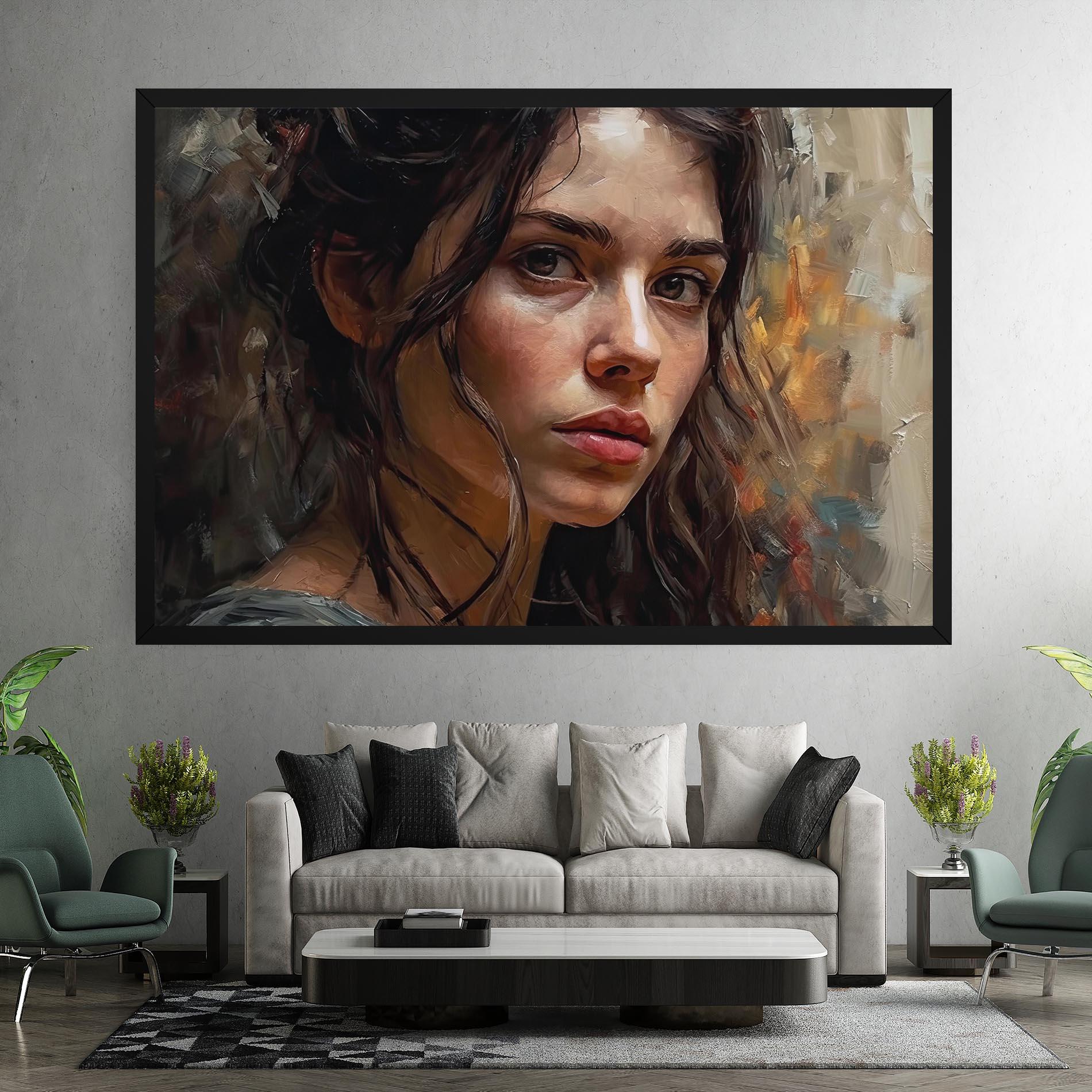 Leinwandbild Closeup Impasto Portrait mockup 7