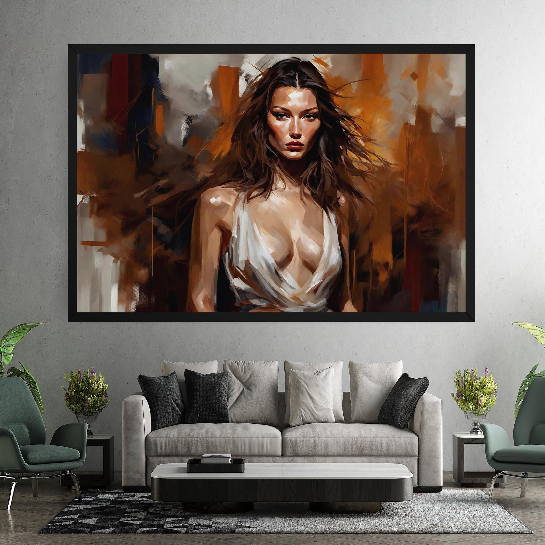 Leinwandbild Long Brown Hair Woman mockup 7