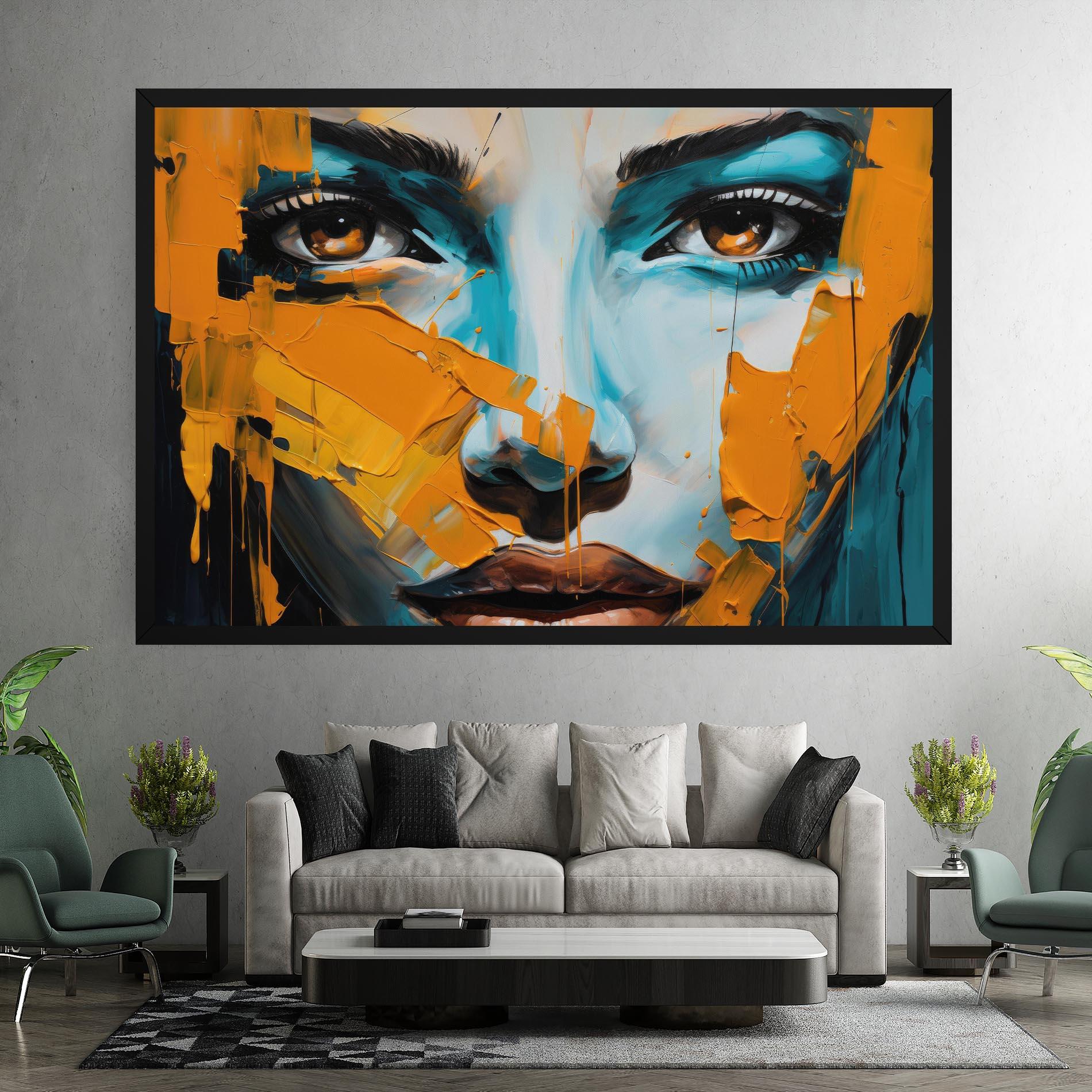 Leinwandbild Orange Paint Portrait mockup 7