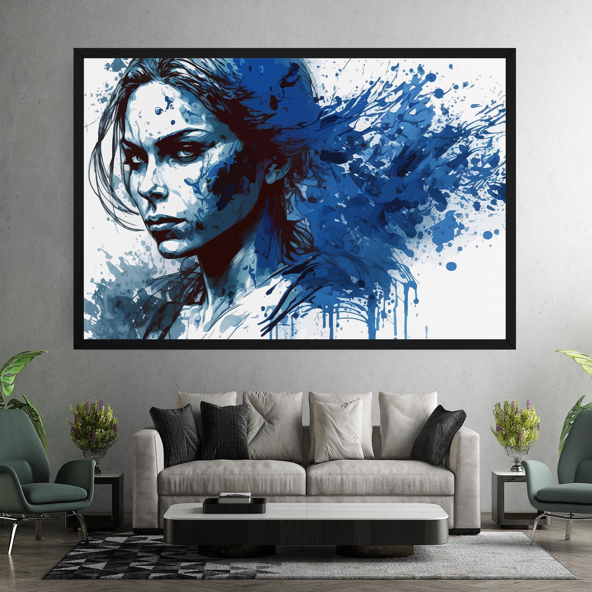 Leinwandbild Portrait Blue Woman mockup 7