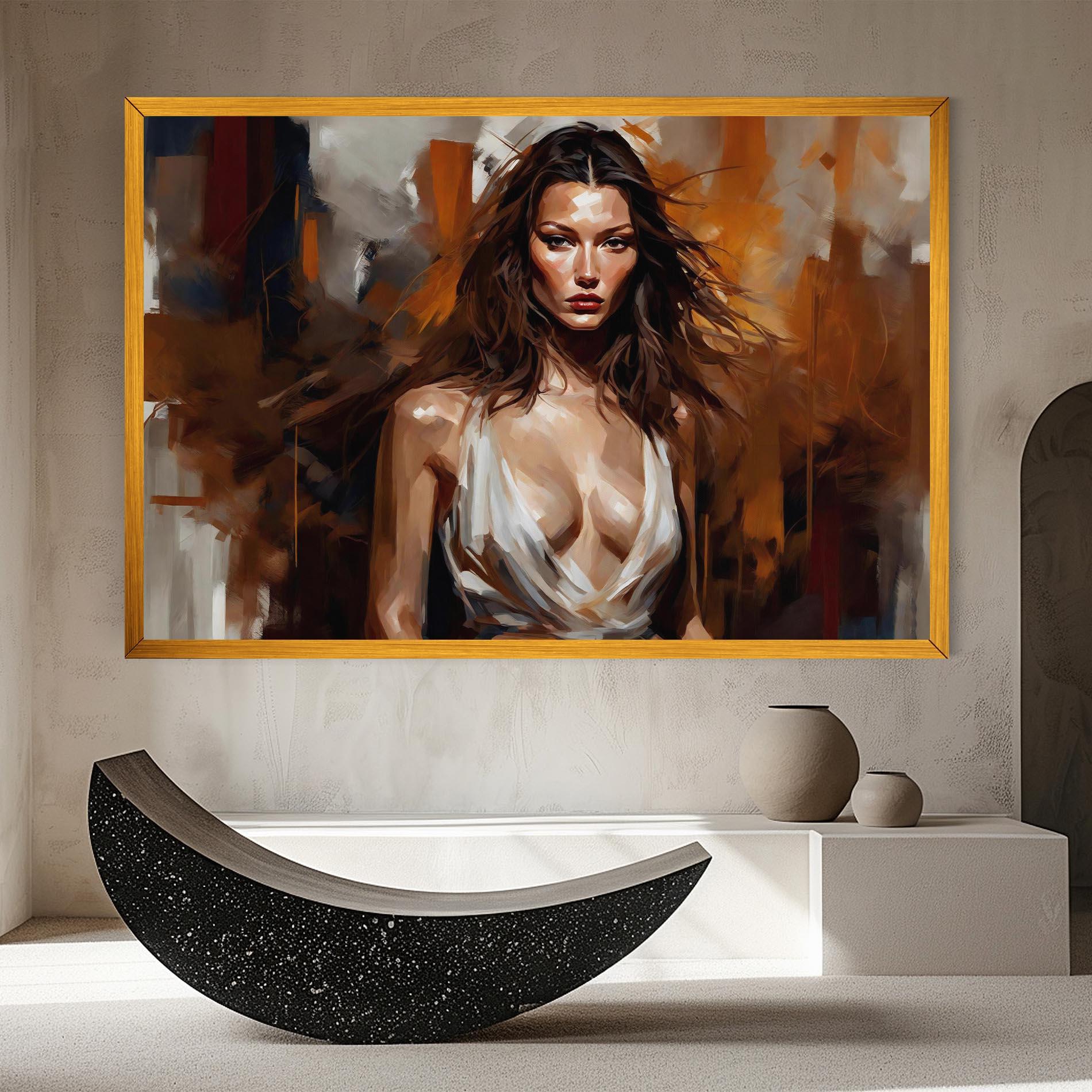 Leinwandbild Long Brown Hair Woman mockup 8