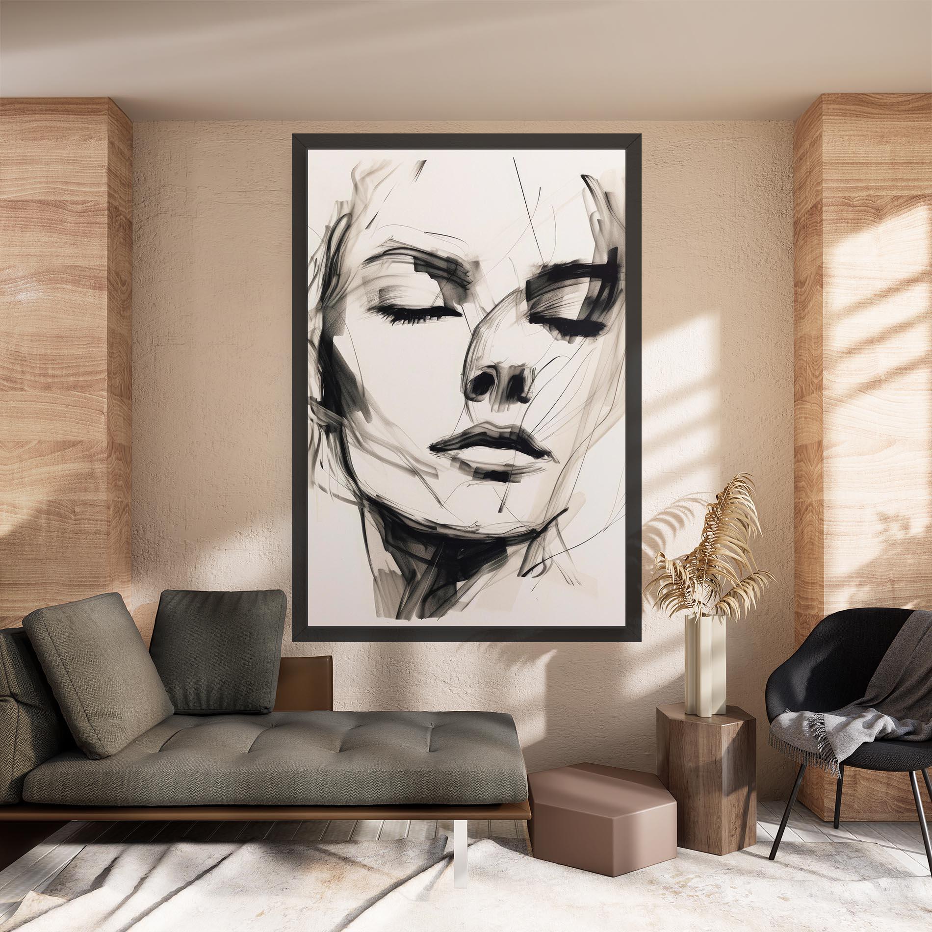 Leinwandbild Continuous Line Woman mockup 8