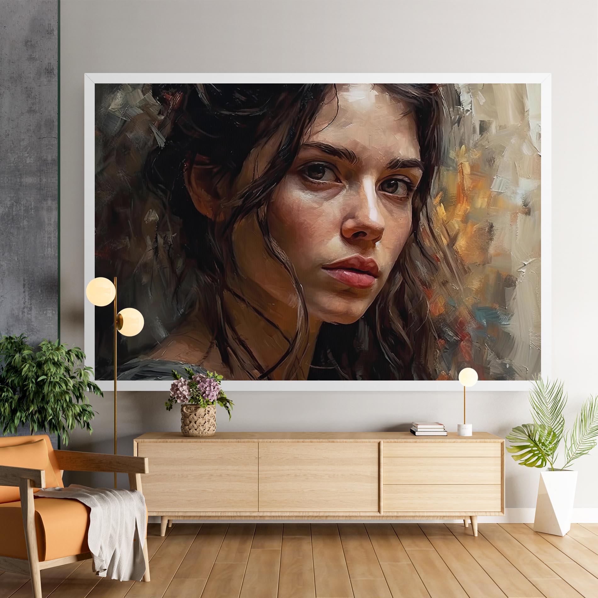 Leinwandbild Closeup Impasto Portrait mockup 9