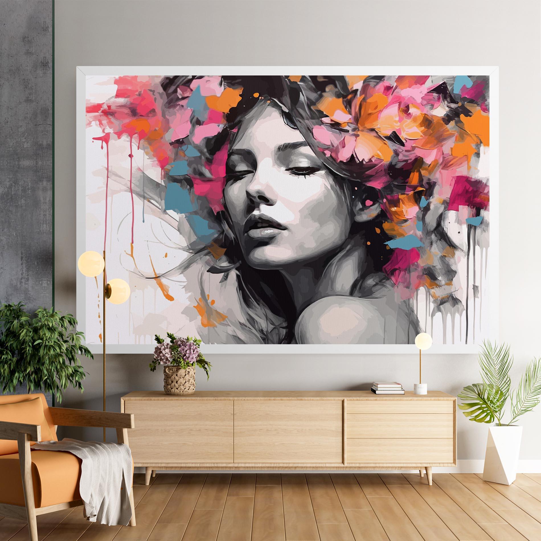 Leinwandbild Colorful Flower Portrait mockup 9