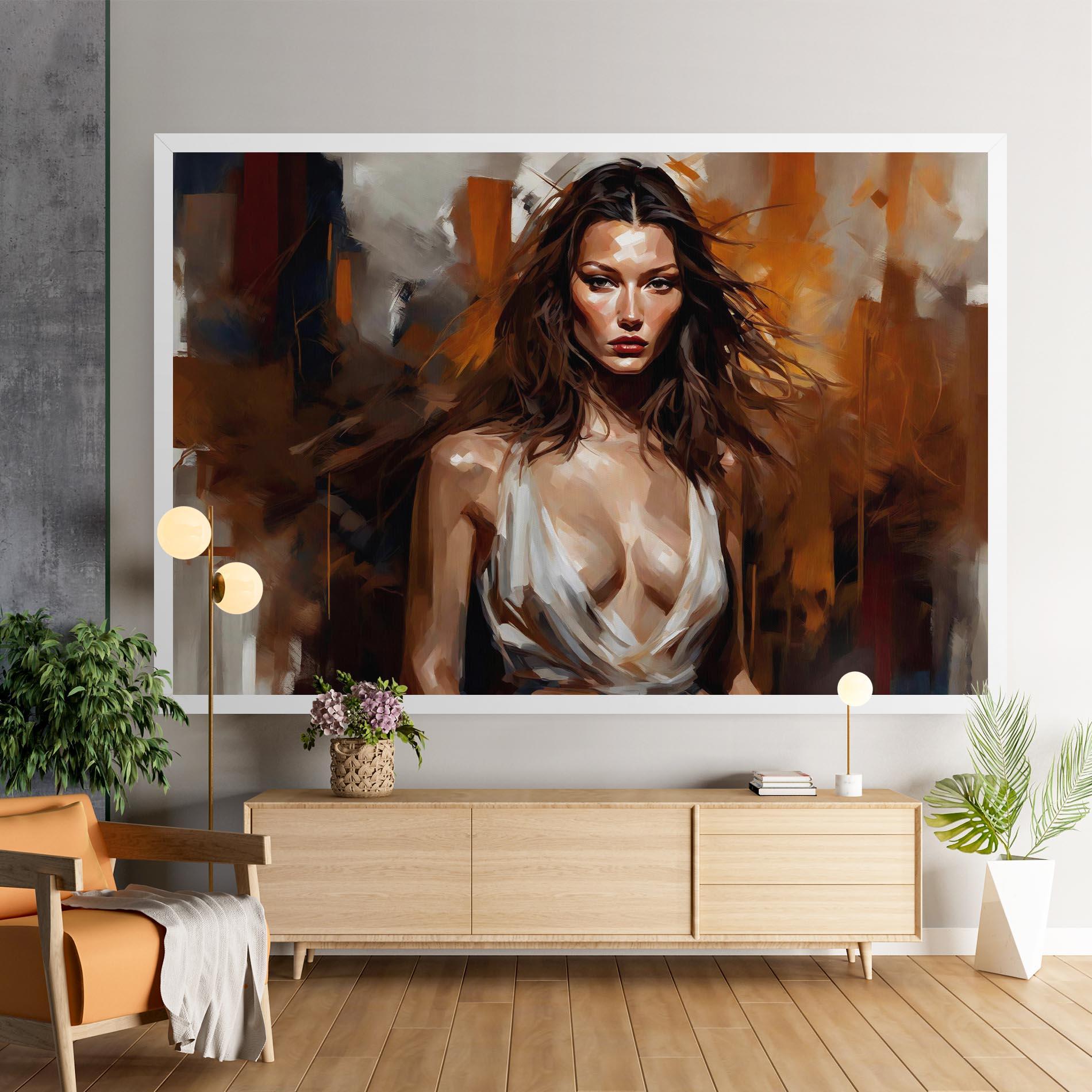 Leinwandbild Long Brown Hair Woman mockup 9