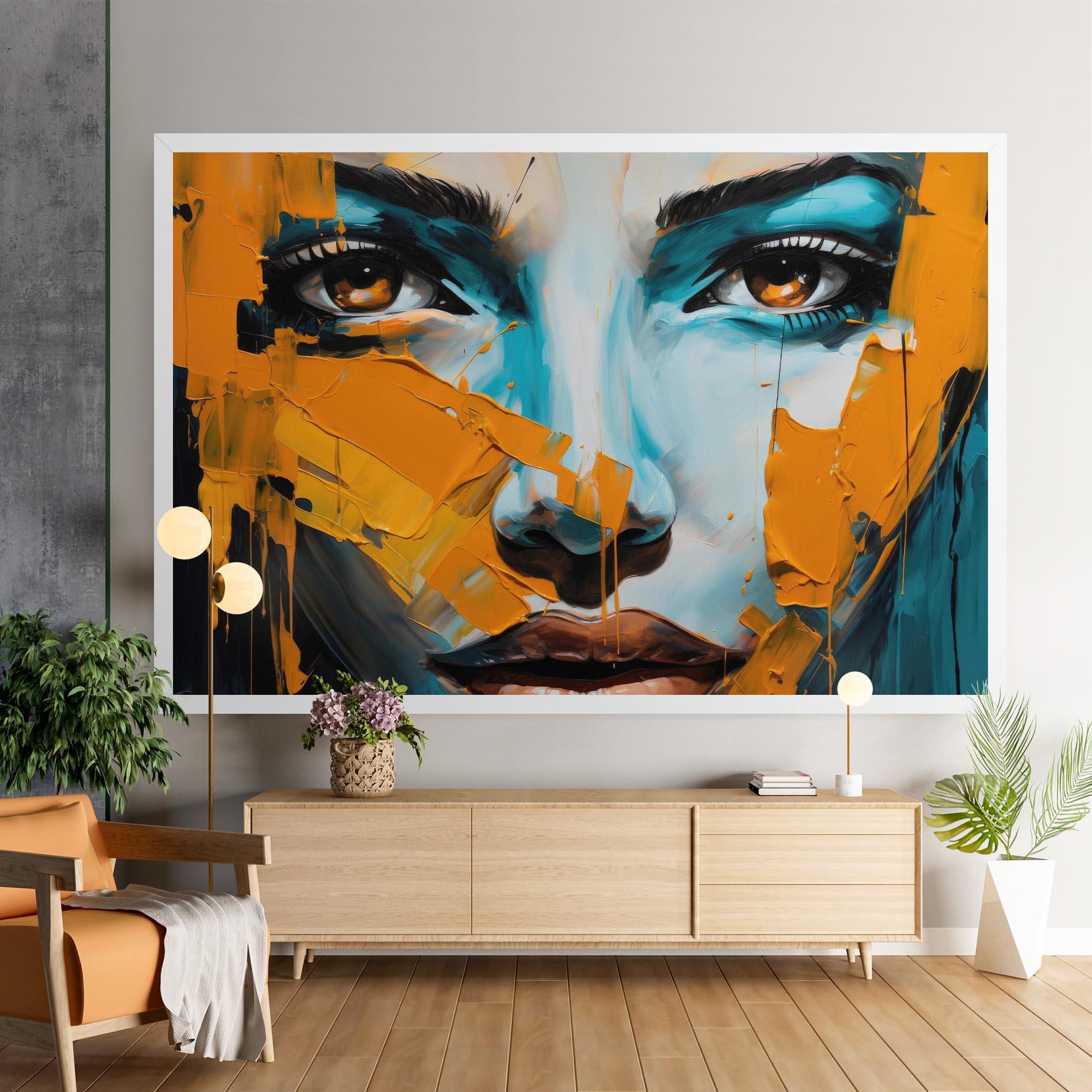 Leinwandbild Orange Paint Portrait mockup 9