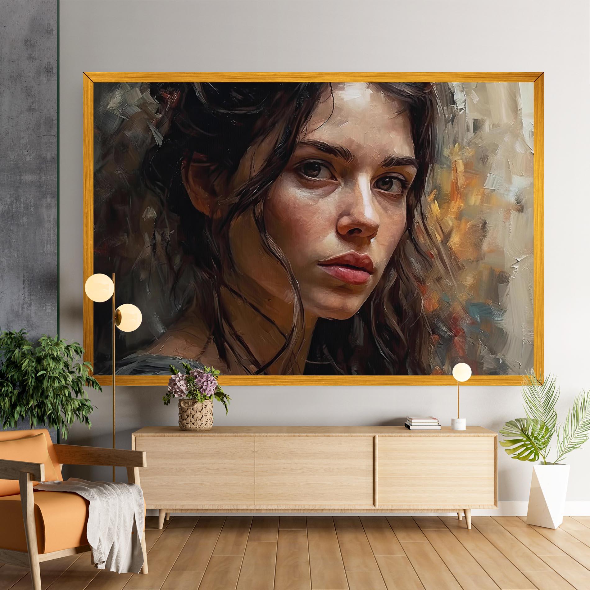 Leinwandbild Closeup Impasto Portrait mockup 9