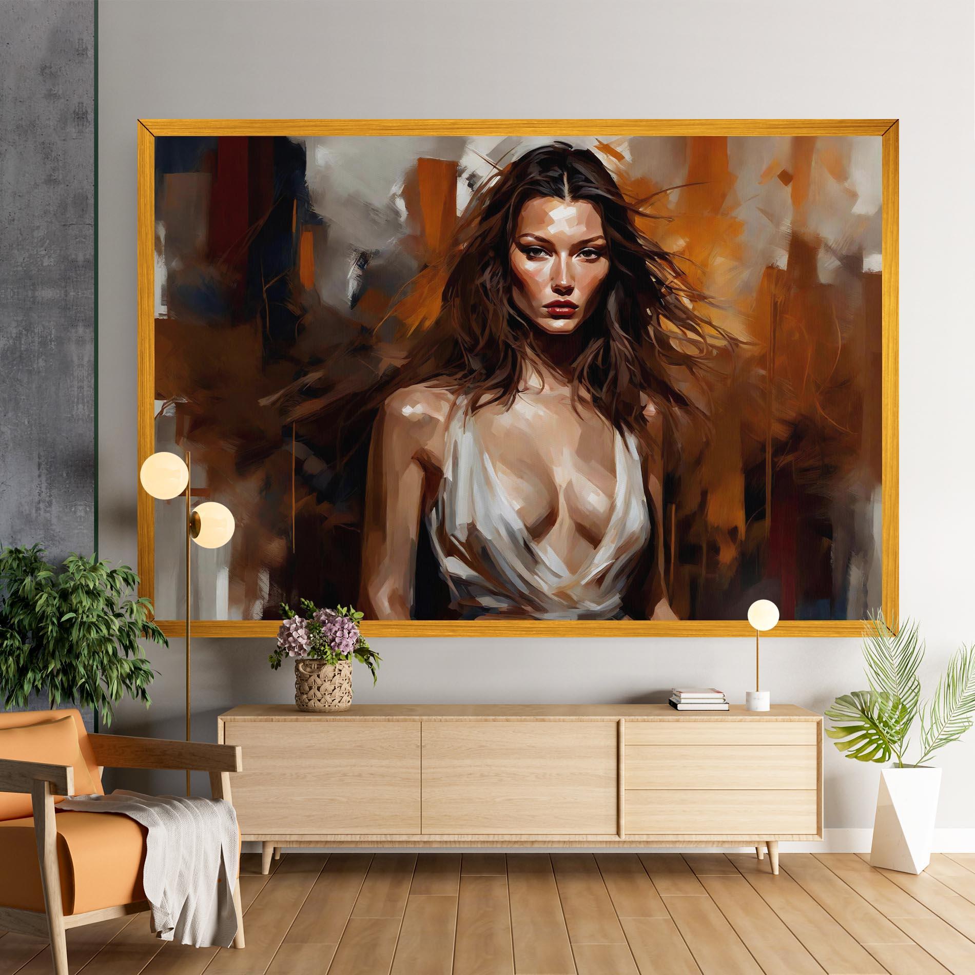 Leinwandbild Long Brown Hair Woman mockup 9