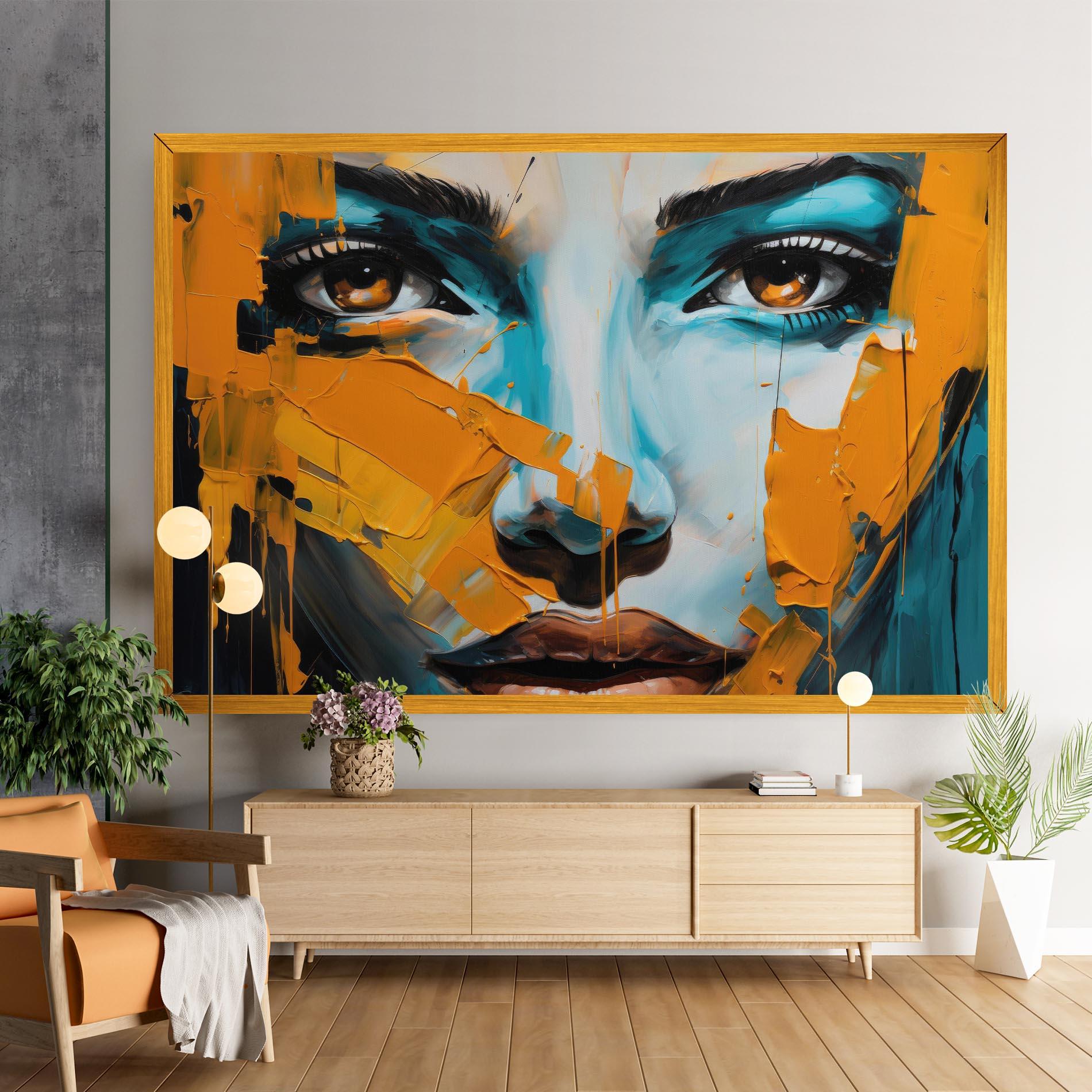 Leinwandbild Orange Paint Portrait mockup 9