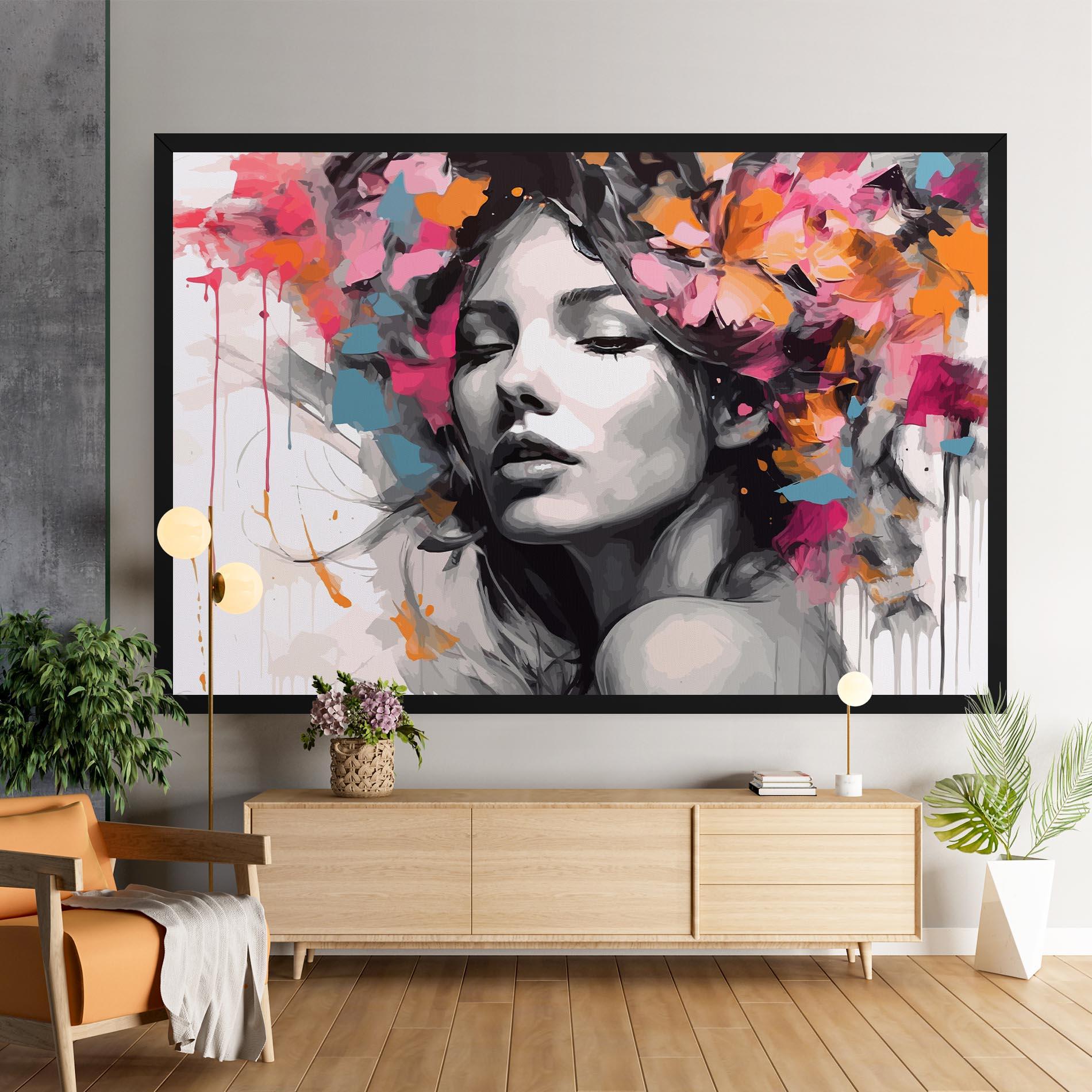 Leinwandbild Colorful Flower Portrait mockup 9