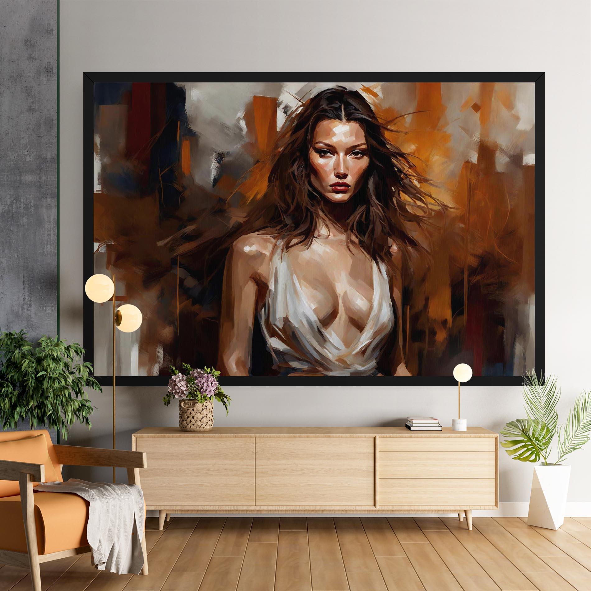 Leinwandbild Long Brown Hair Woman mockup 9