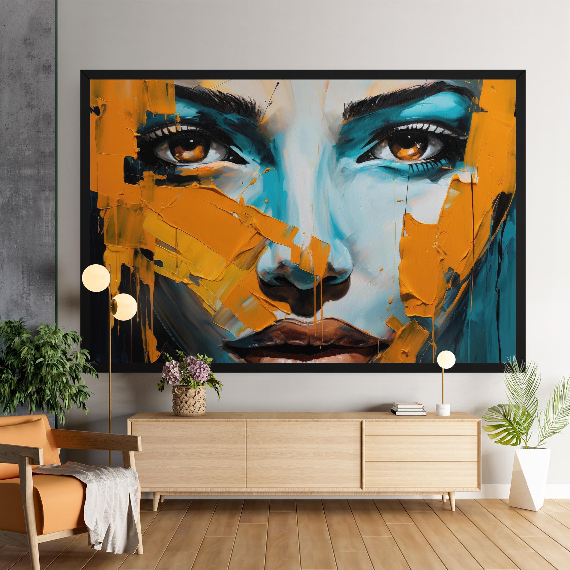Leinwandbild Orange Paint Portrait mockup 9