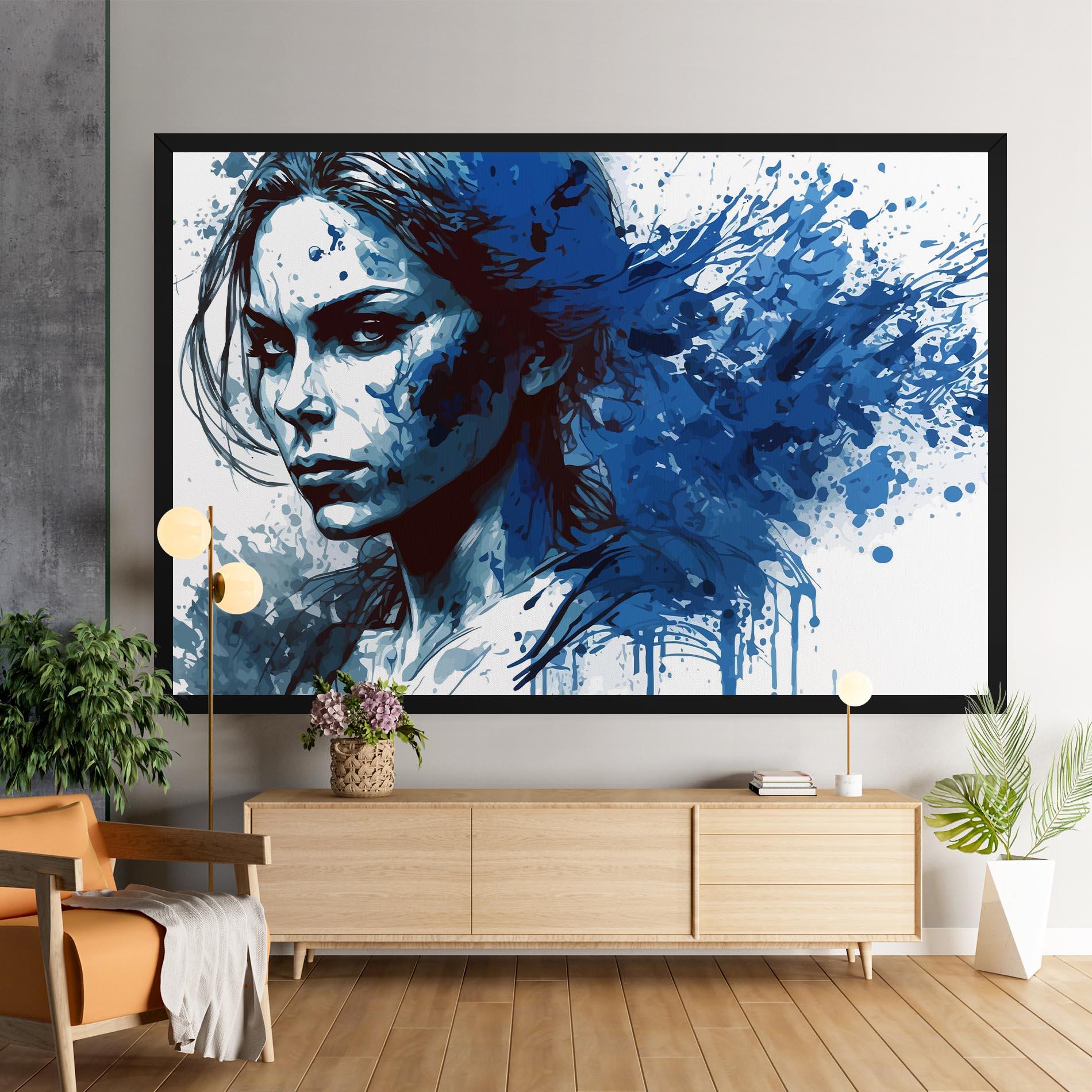 Leinwandbild Portrait Blue Woman mockup 9