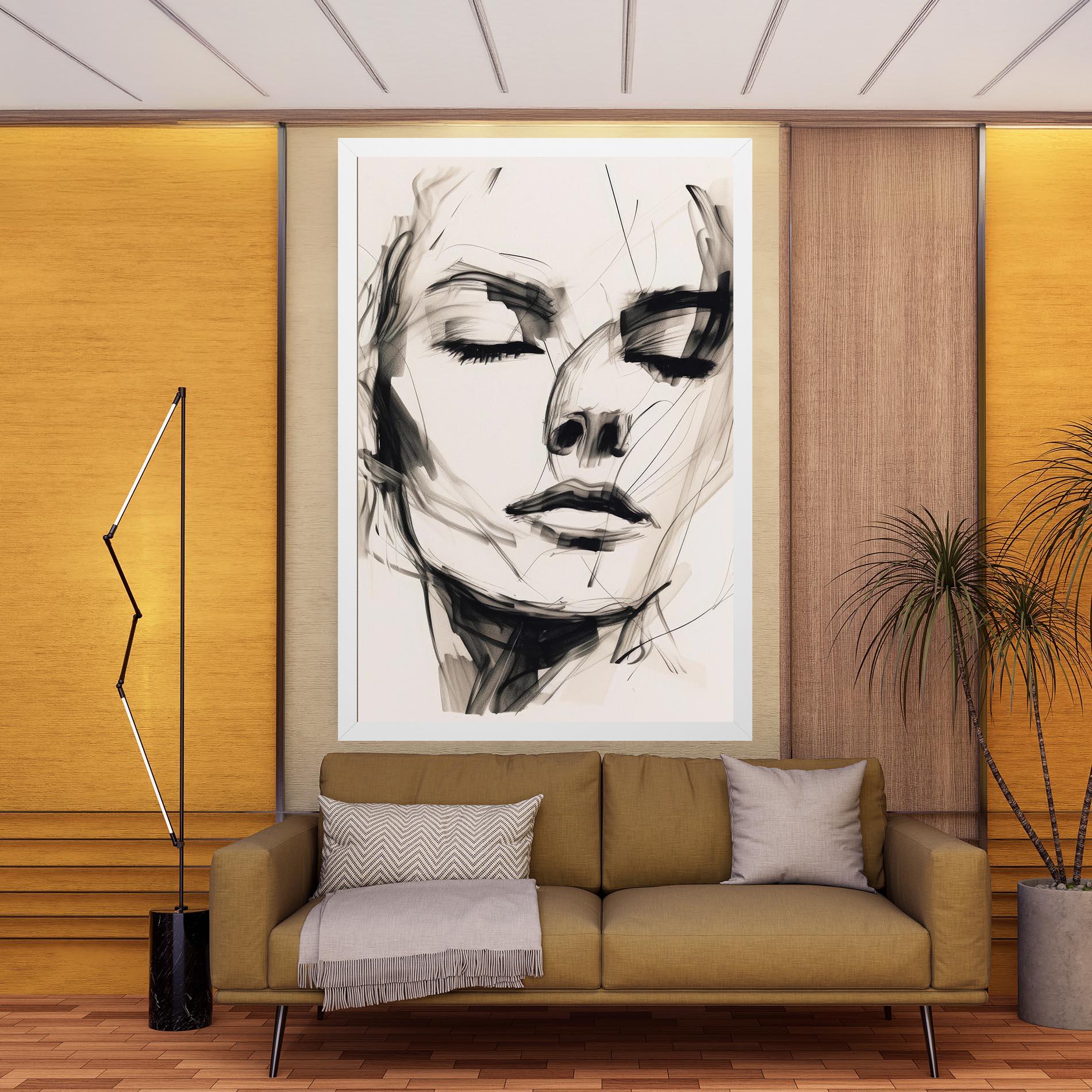 Leinwandbild Continuous Line Woman mockup 9