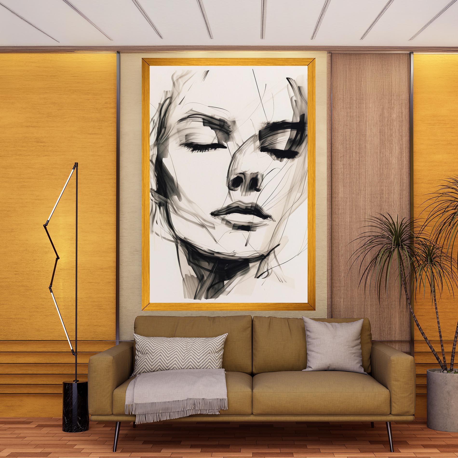 Leinwandbild Continuous Line Woman mockup 9