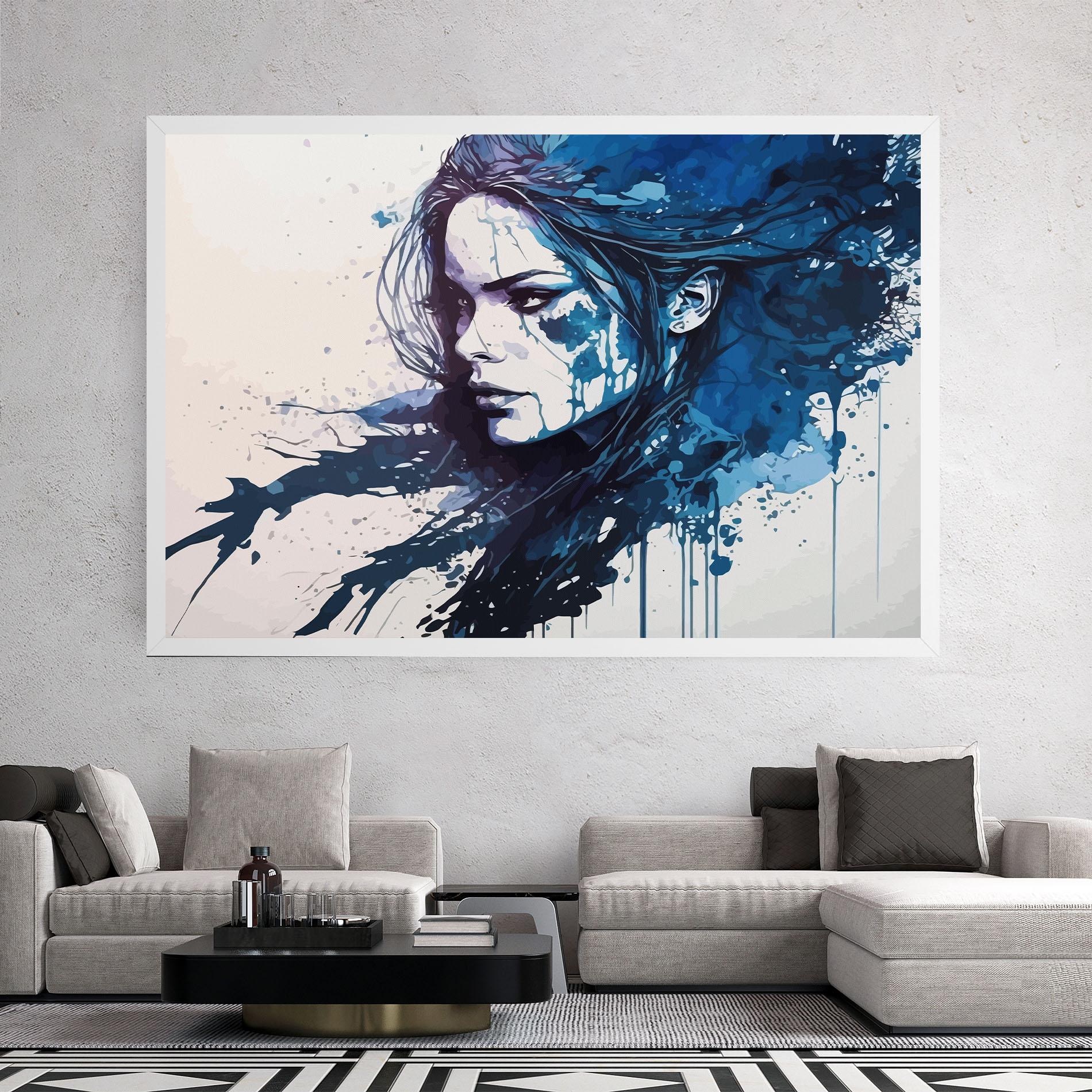 Leinwandbild Blue Hair Portrait mockup 2