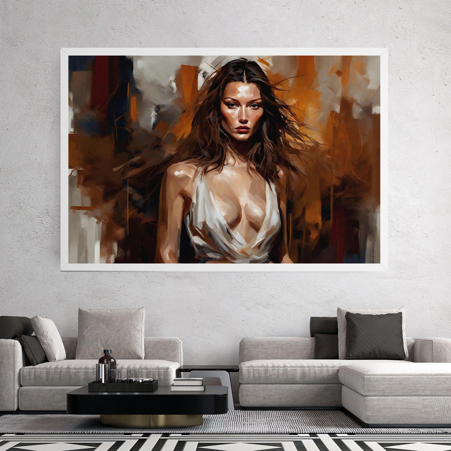 Leinwandbild Long Brown Hair Woman mockup 2