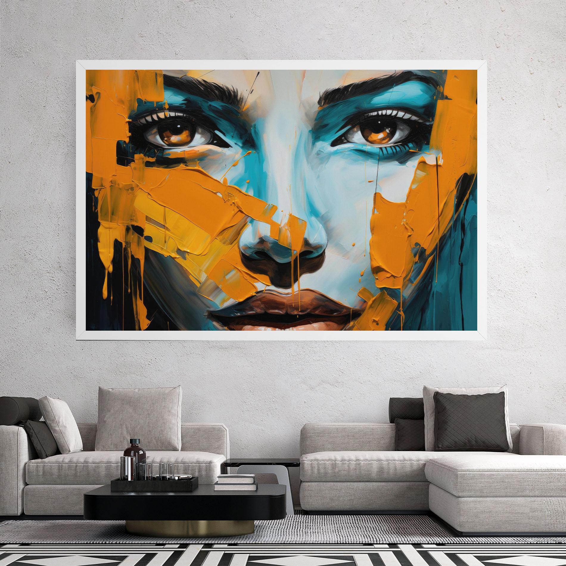 Leinwandbild Orange Paint Portrait mockup 2