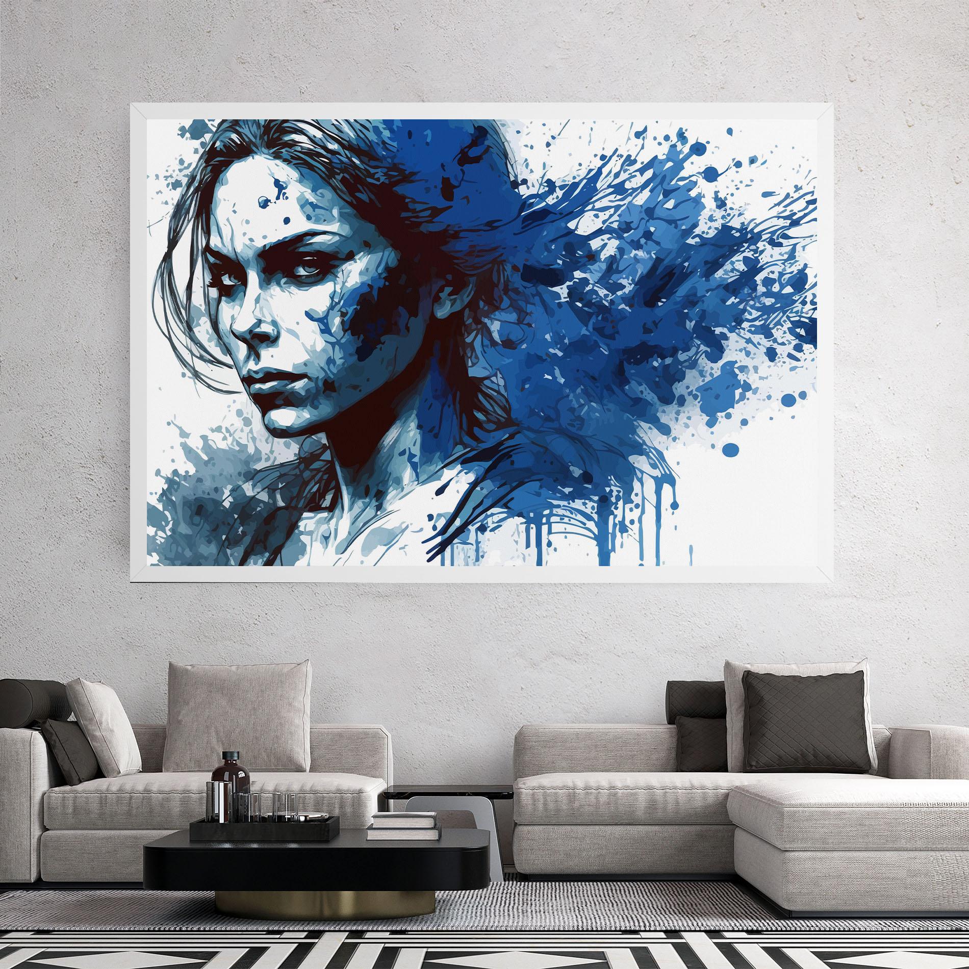 Leinwandbild Portrait Blue Woman mockup 2