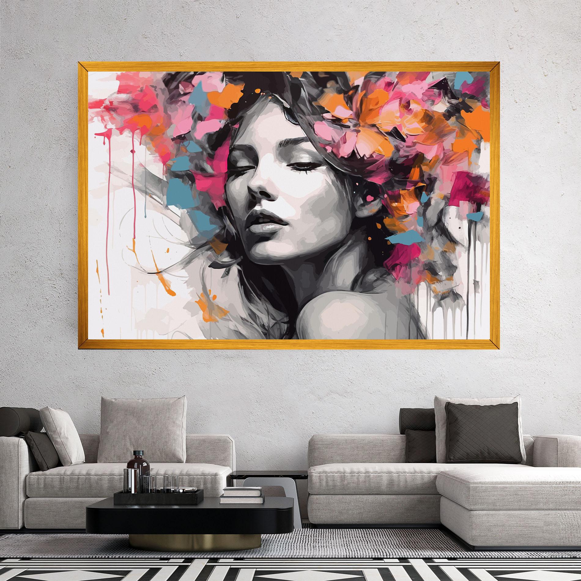 Leinwandbild Colorful Flower Portrait mockup 2