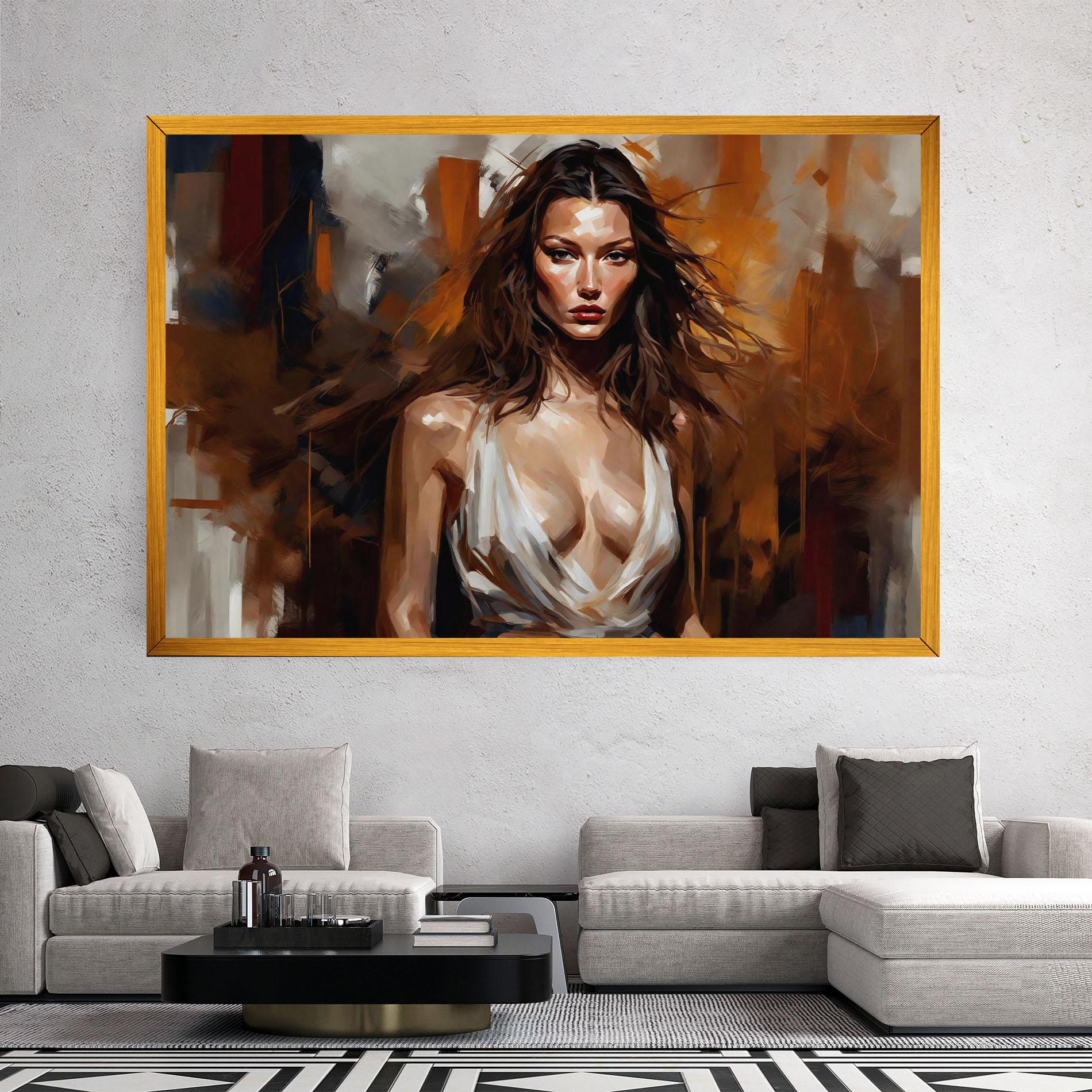 Leinwandbild Long Brown Hair Woman mockup 2
