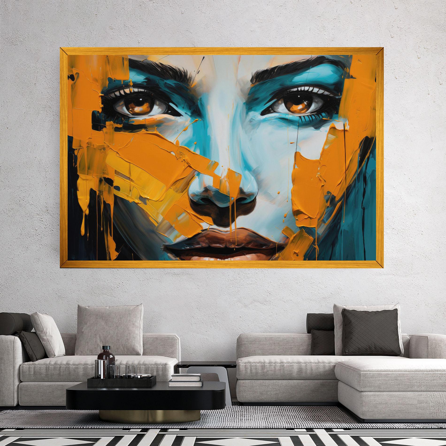 Leinwandbild Orange Paint Portrait mockup 2