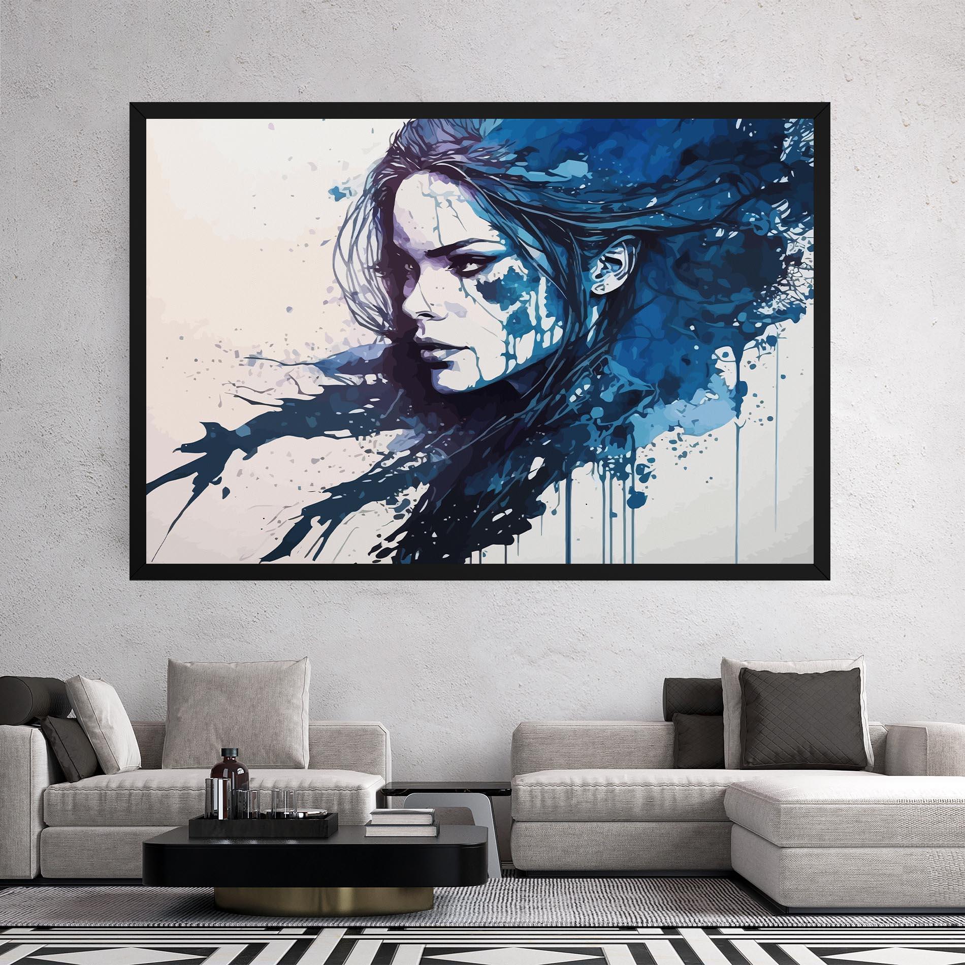 Leinwandbild Blue Hair Portrait mockup 2