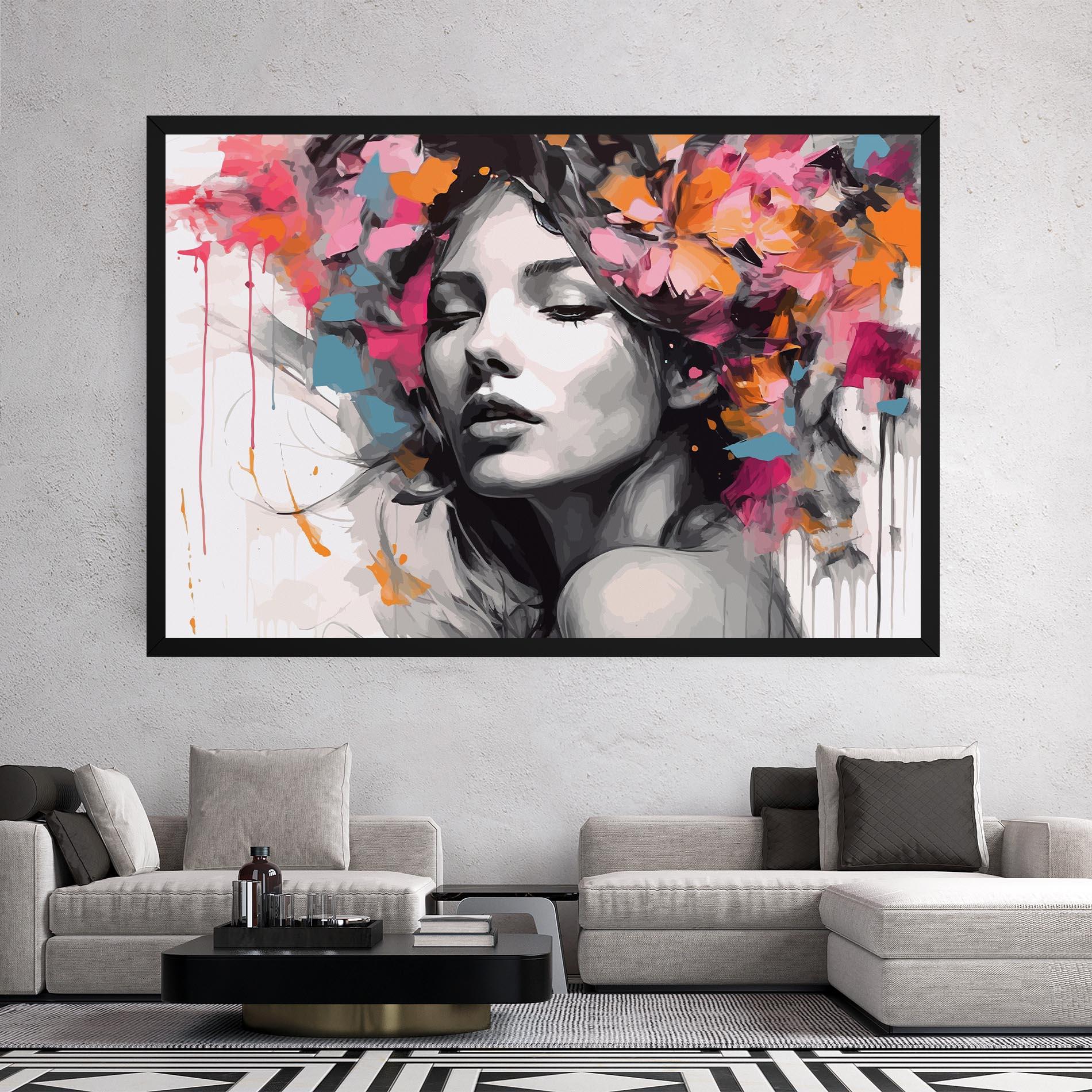 Leinwandbild Colorful Flower Portrait mockup 2