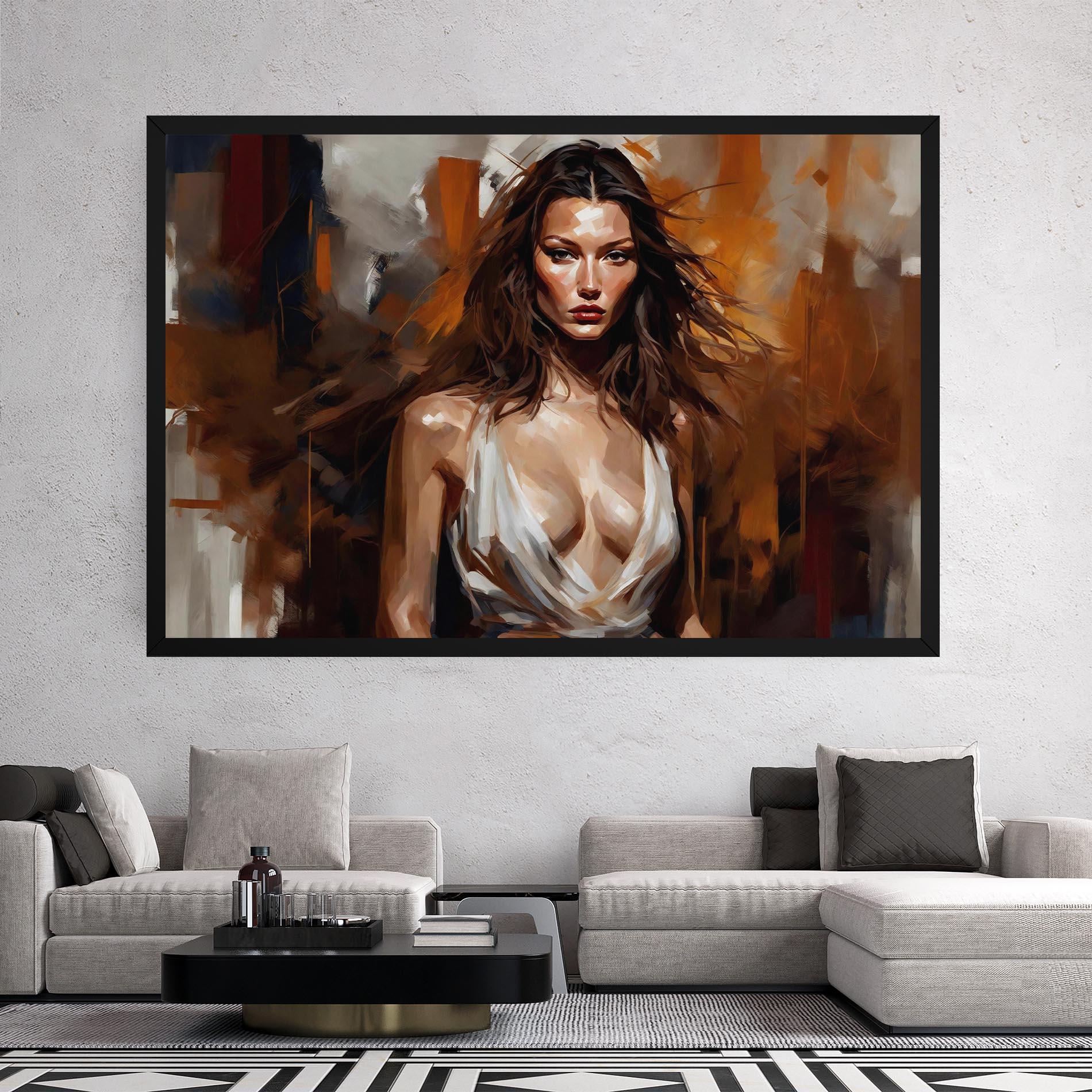Leinwandbild Long Brown Hair Woman mockup 2