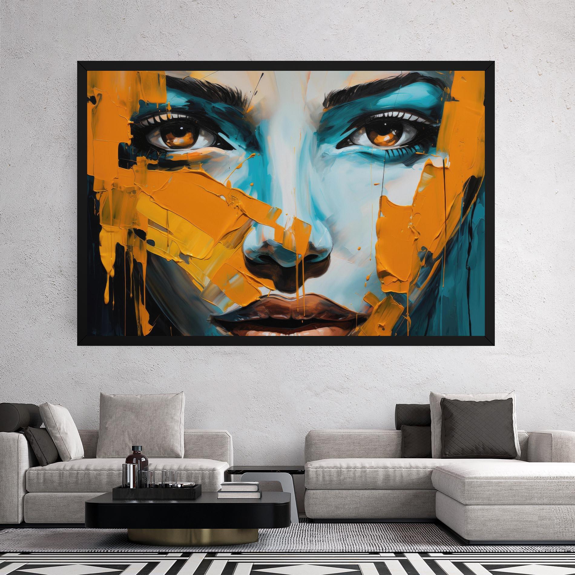 Leinwandbild Orange Paint Portrait mockup 2