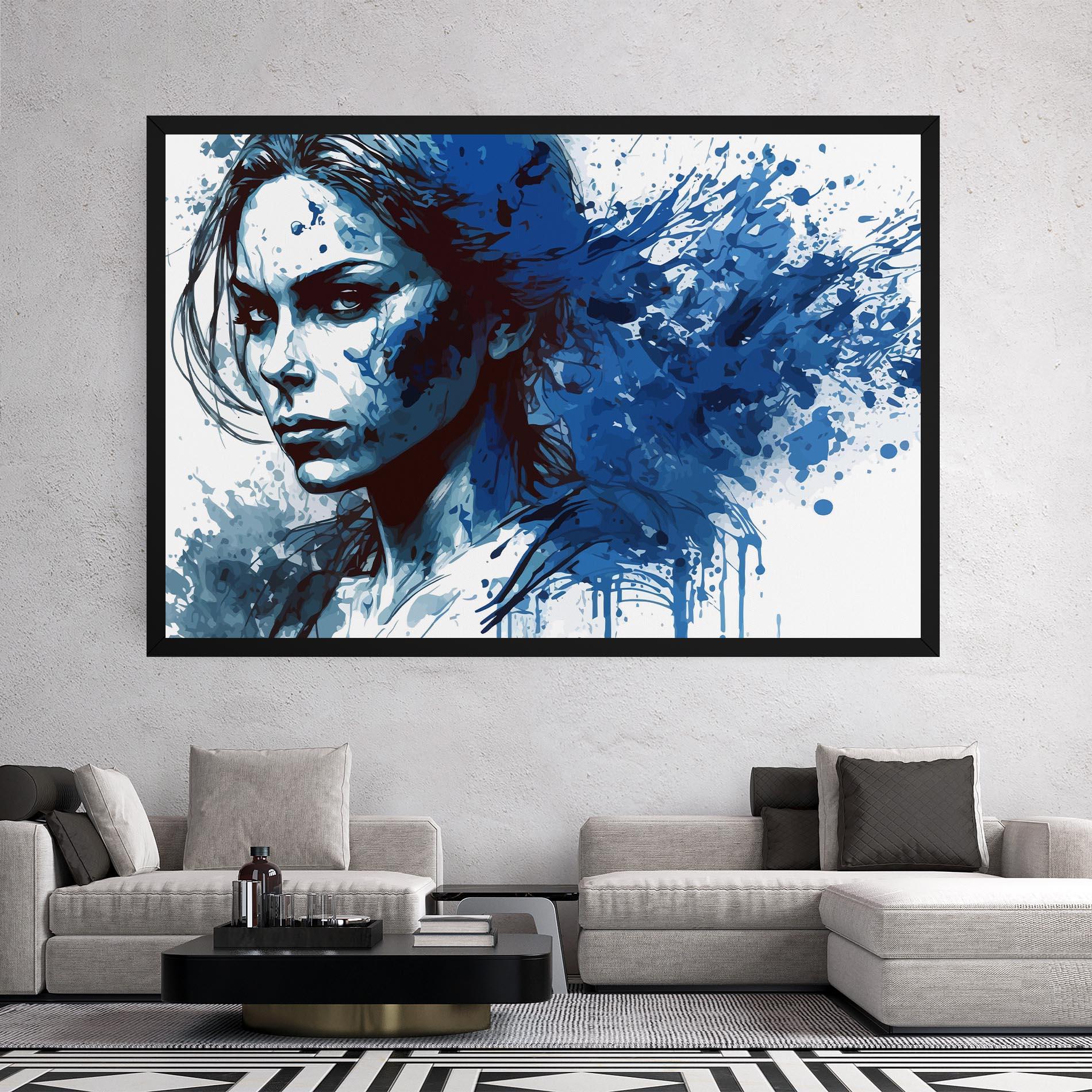 Leinwandbild Portrait Blue Woman mockup 2
