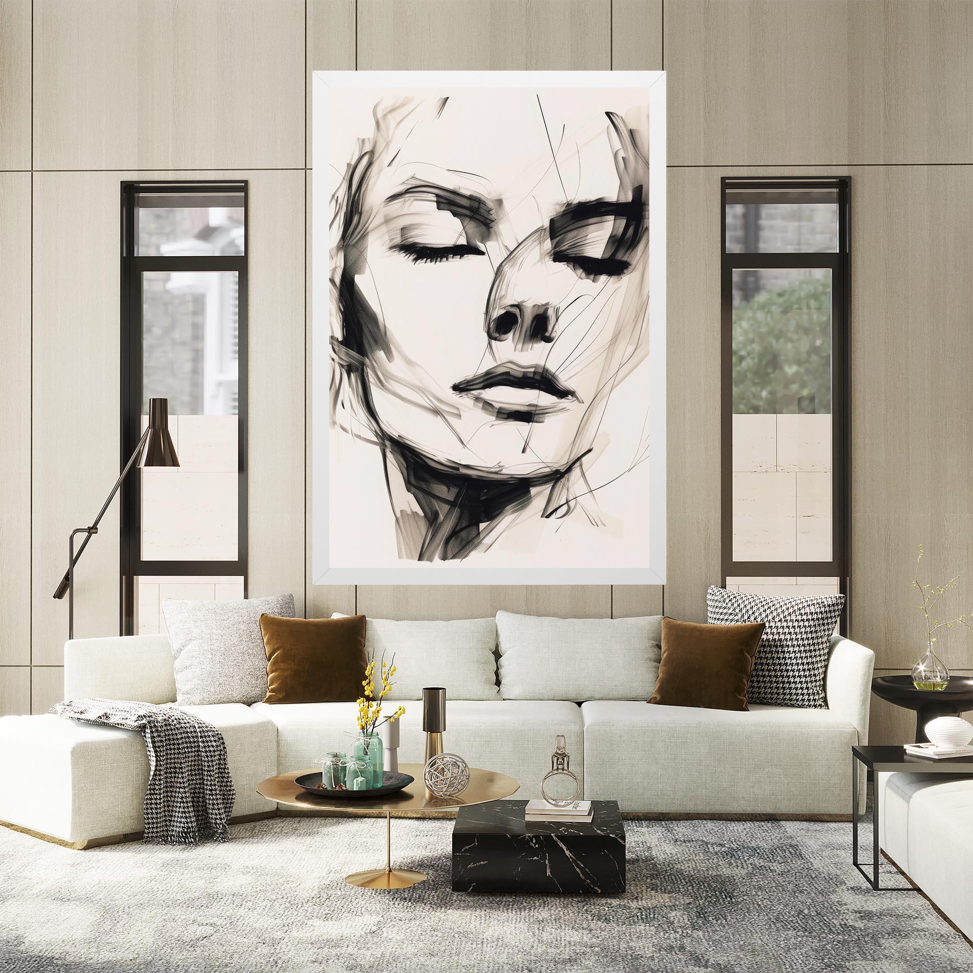 Leinwandbild Continuous Line Woman mockup 2