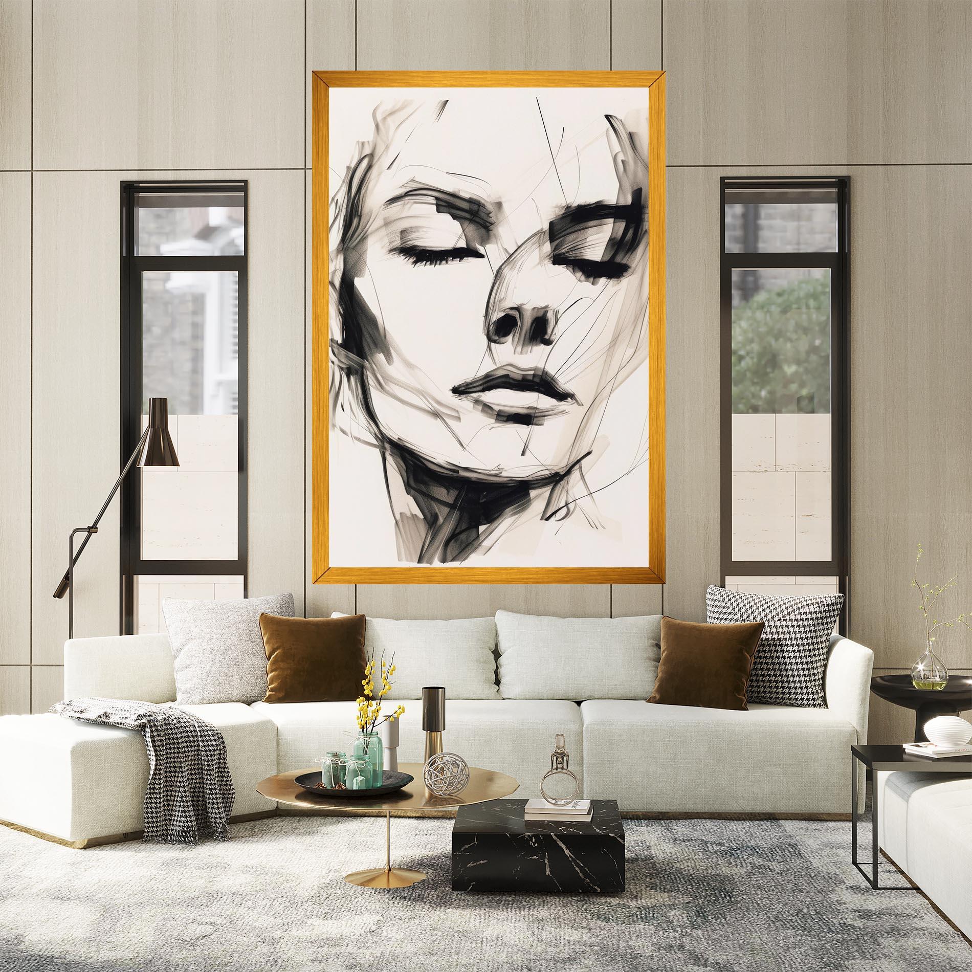 Leinwandbild Continuous Line Woman mockup 2