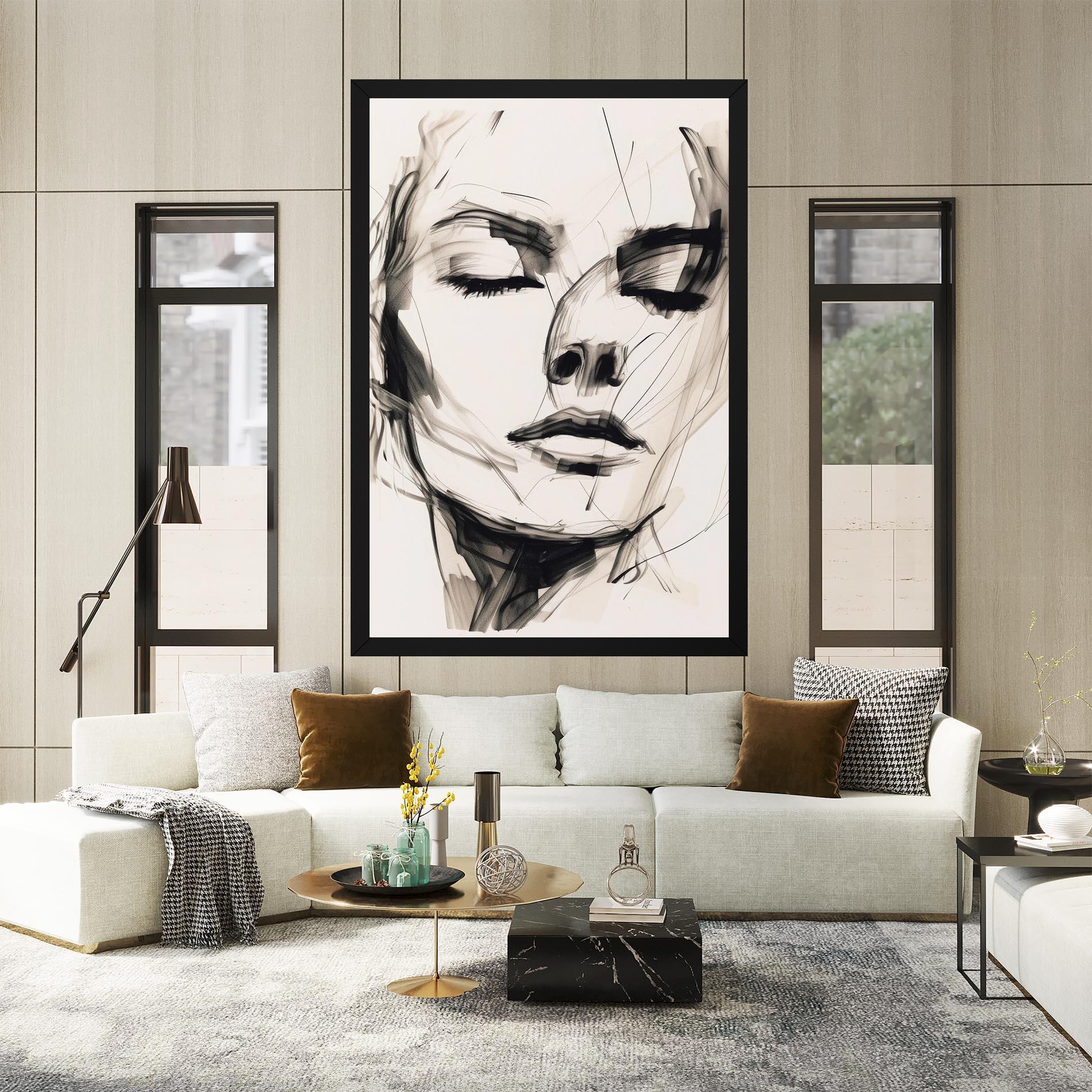 Leinwandbild Continuous Line Woman mockup 2