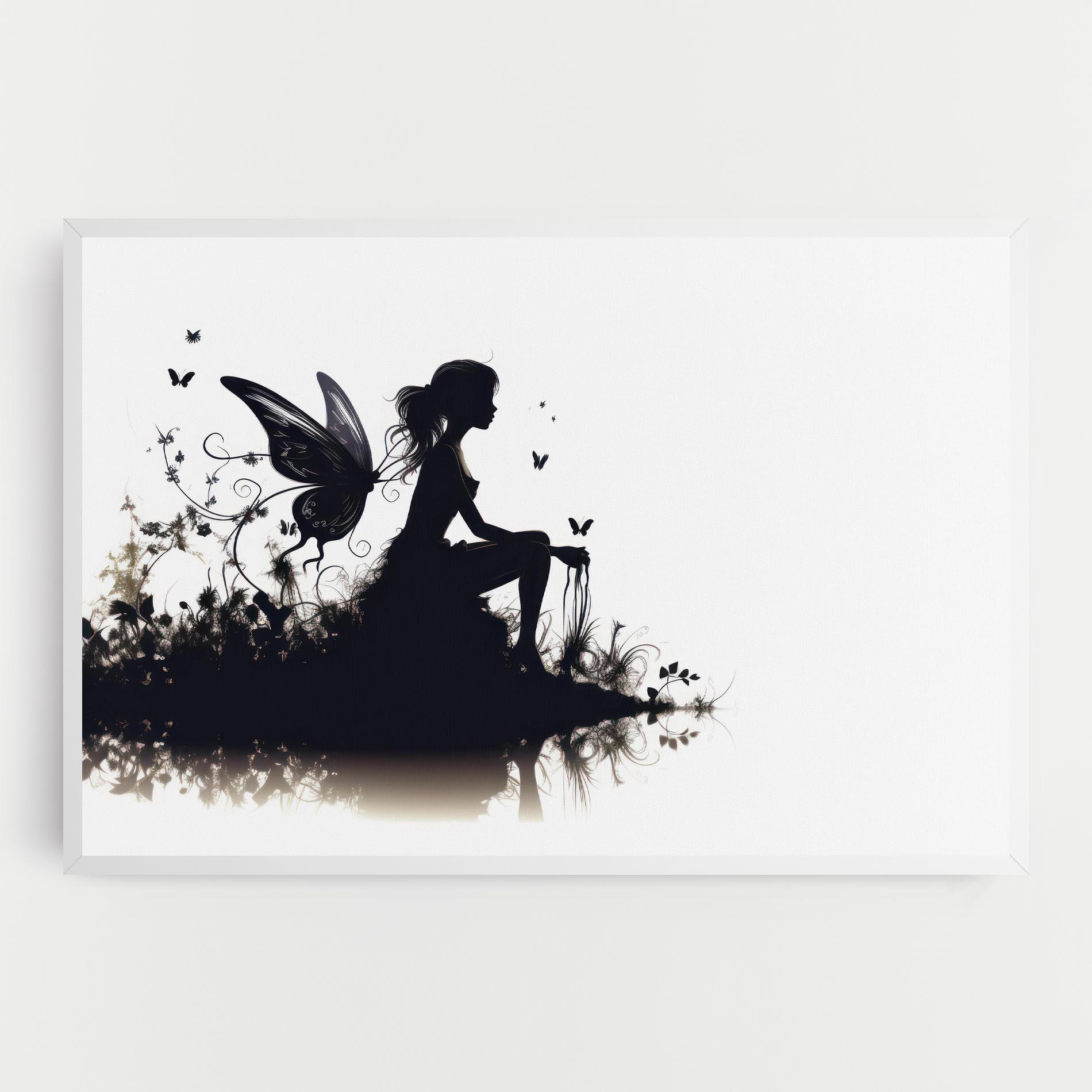 Leinwandbild Butterfly Woman Shilouette mockup 0