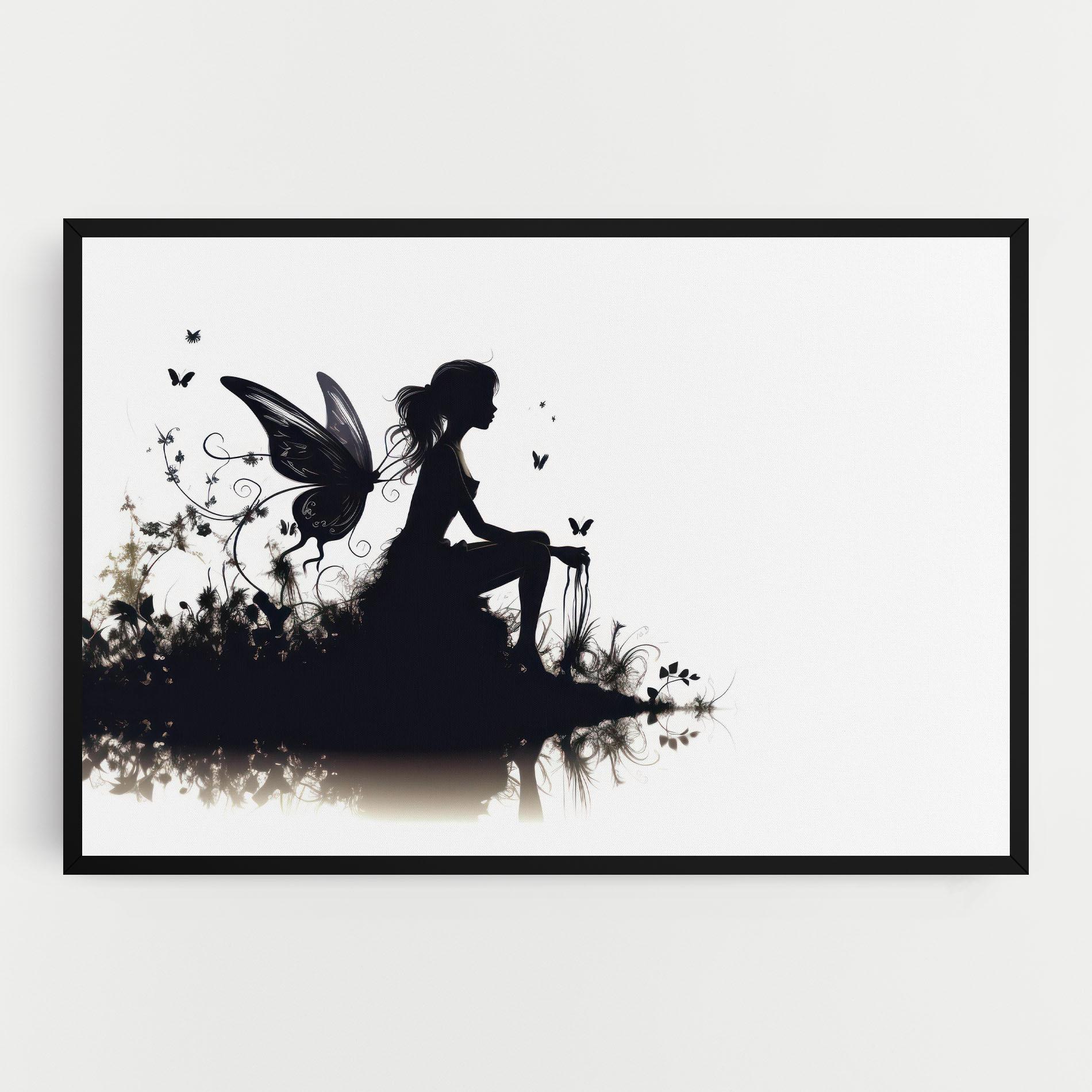Leinwandbild Butterfly Woman Shilouette mockup 0