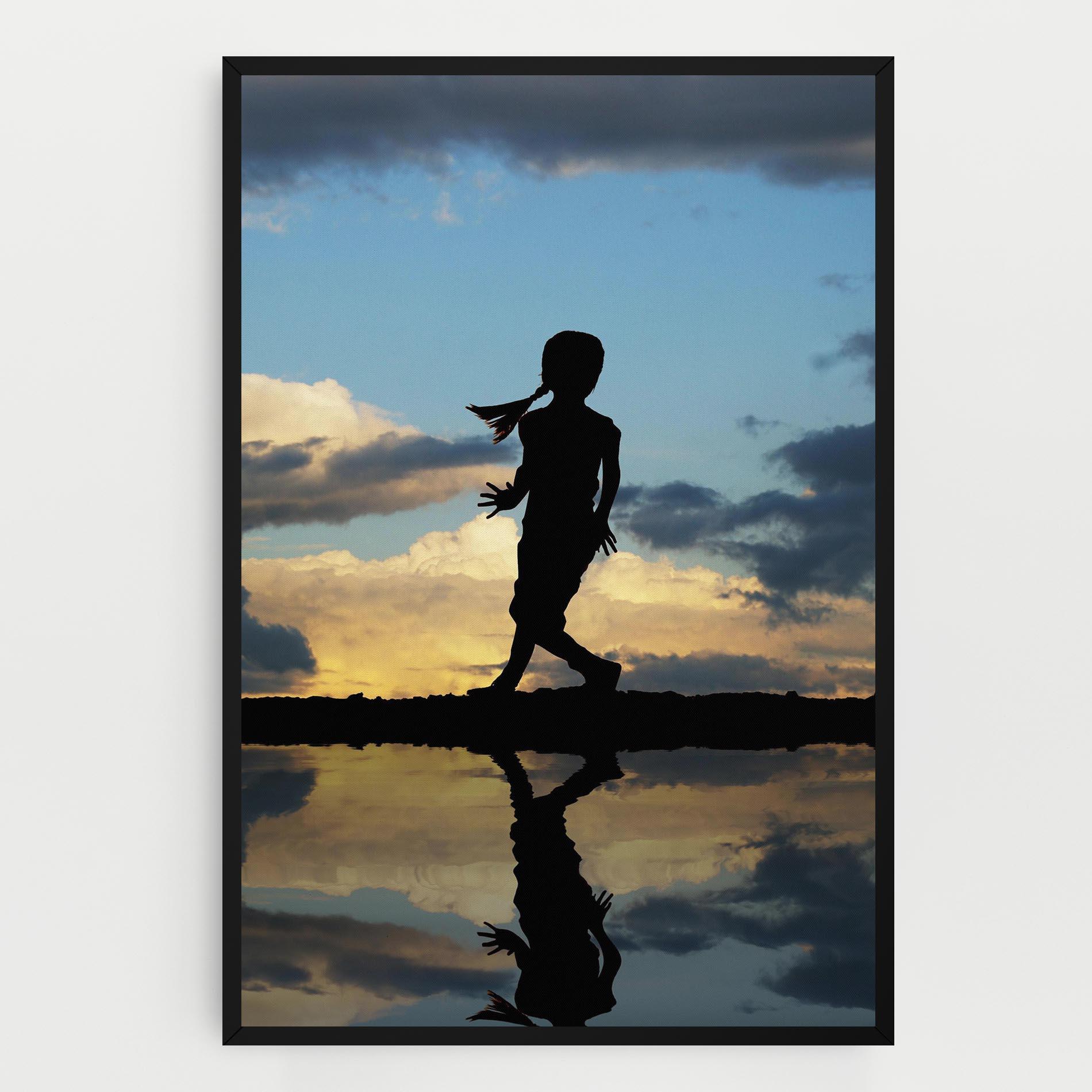Leinwandbild Little Girl Jumping mockup 0