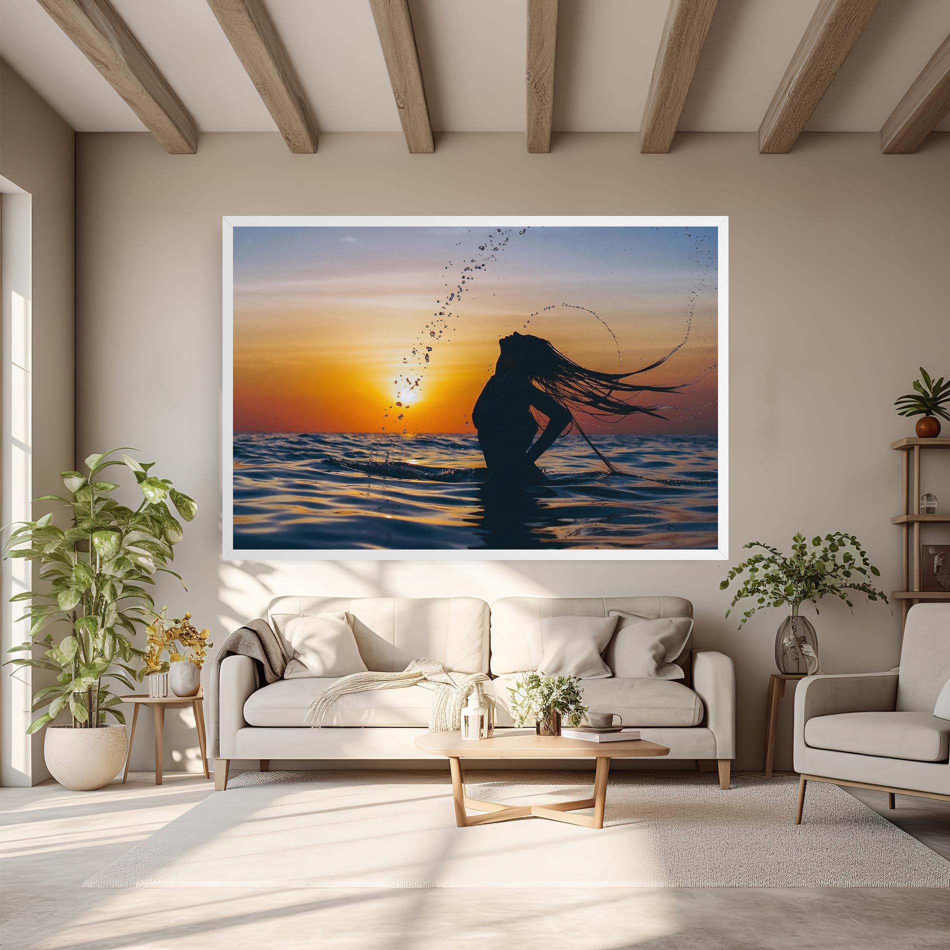 Leinwandbild Ocean Woman Shilouette mockup 6