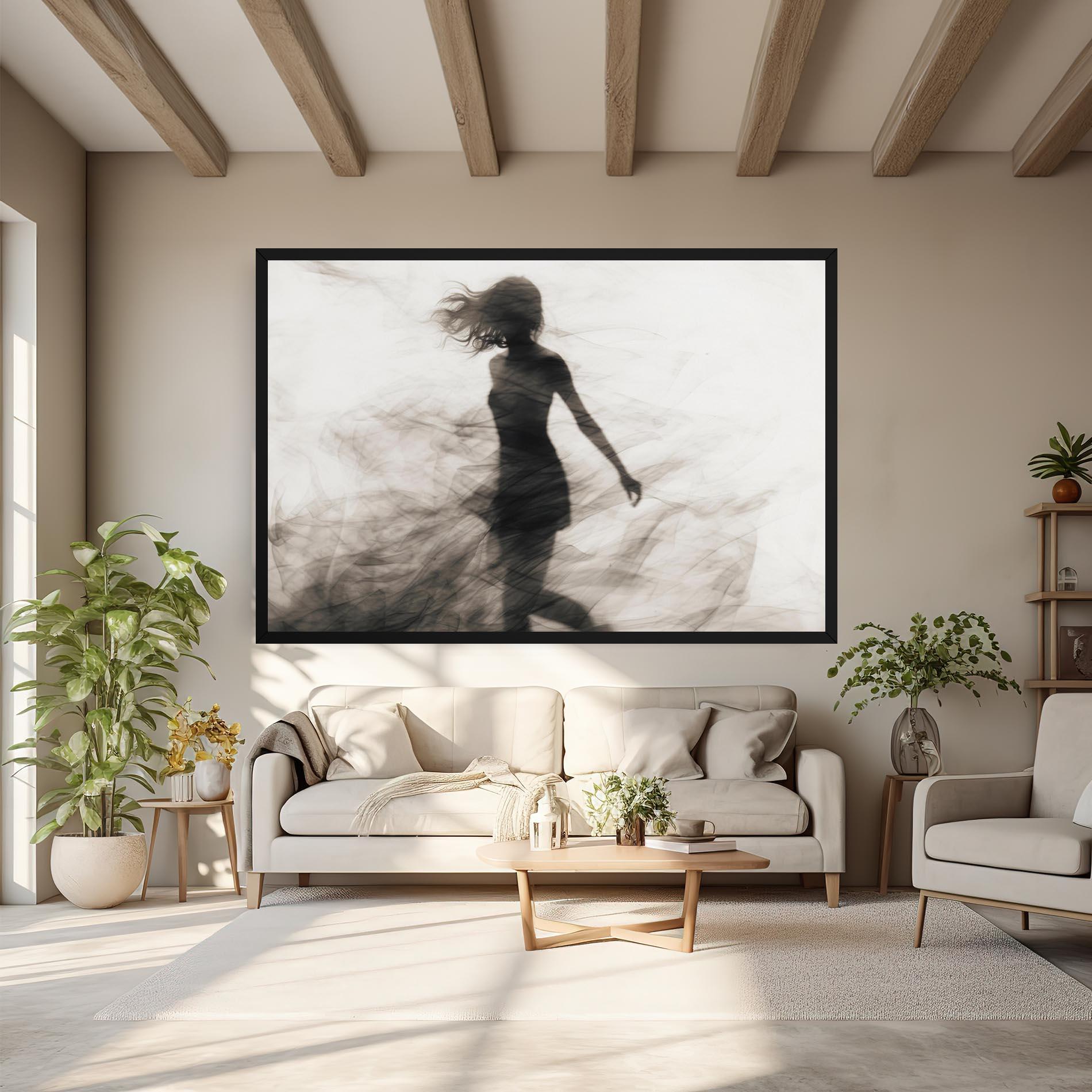 Leinwandbild Smoke Girl Shilouette mockup 6