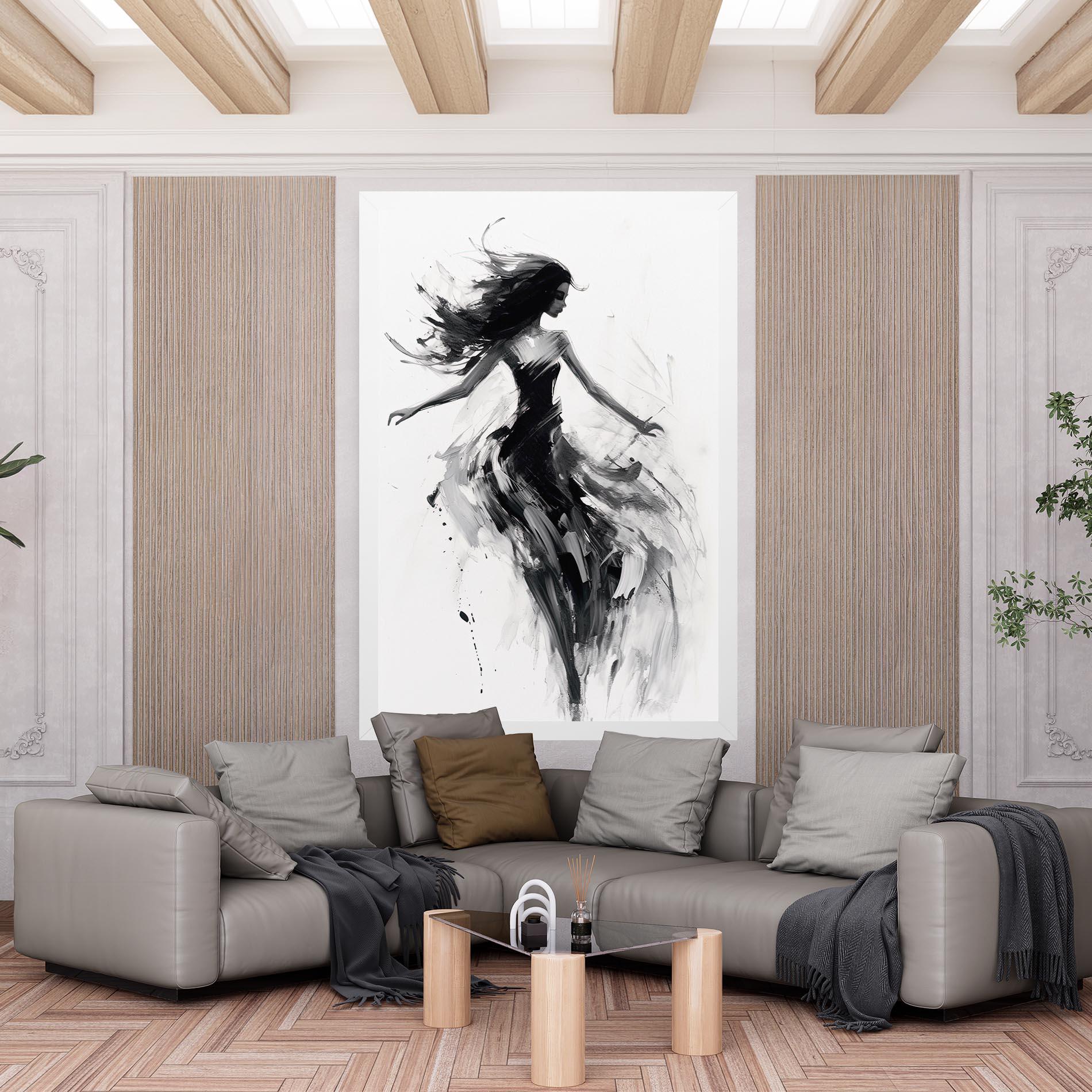 Leinwandbild Black Ink Woman mockup 6