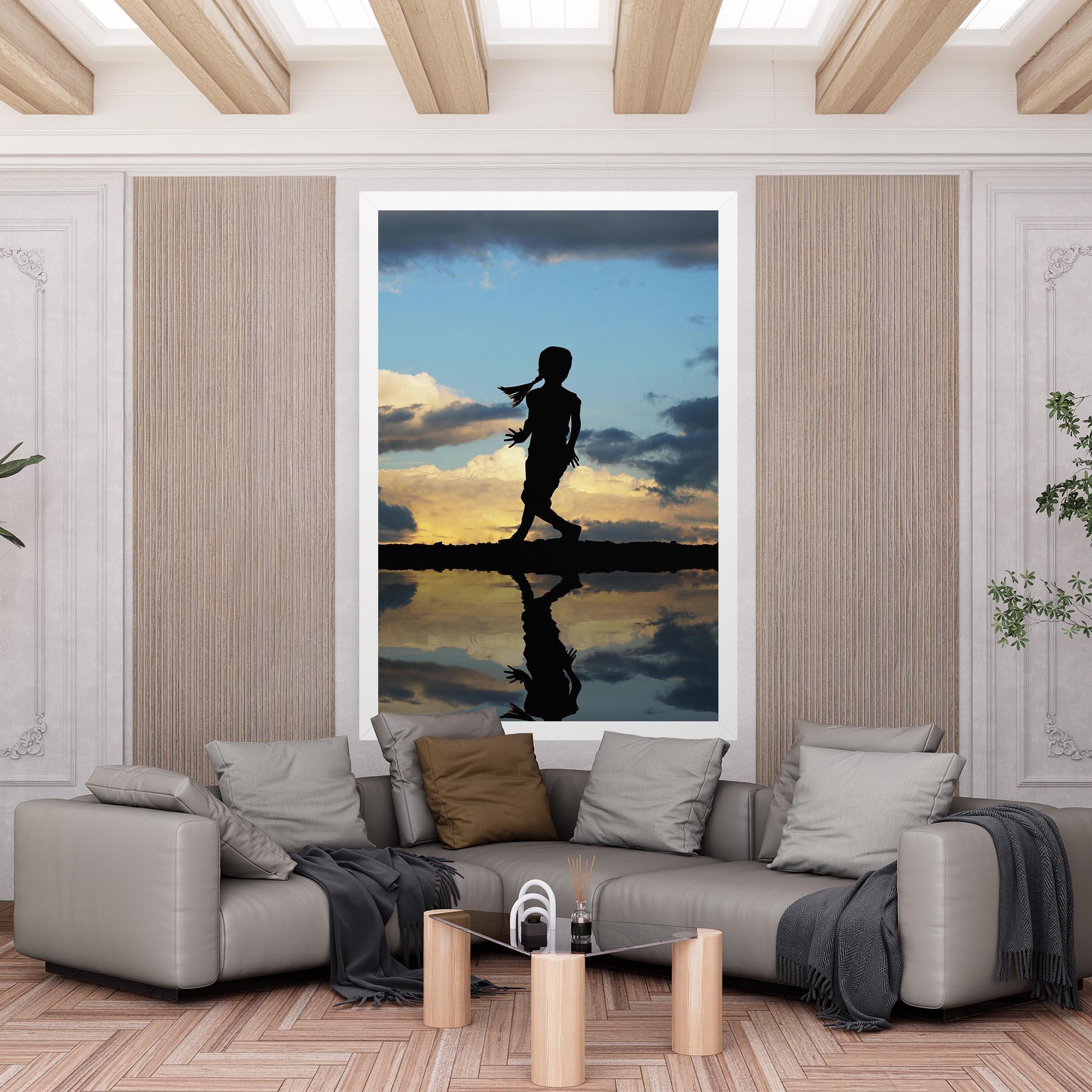 Leinwandbild Little Girl Jumping mockup 6