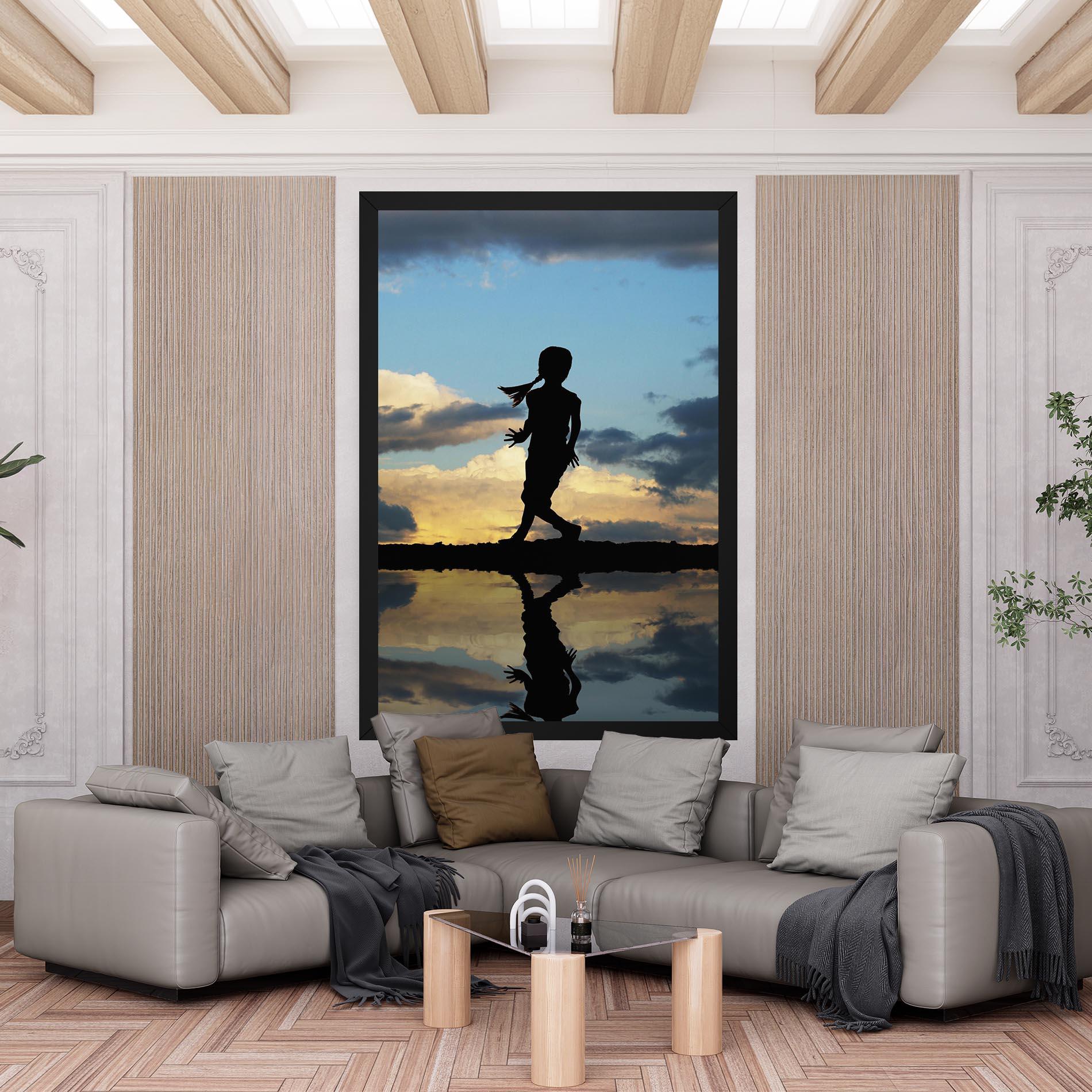 Leinwandbild Little Girl Jumping mockup 6