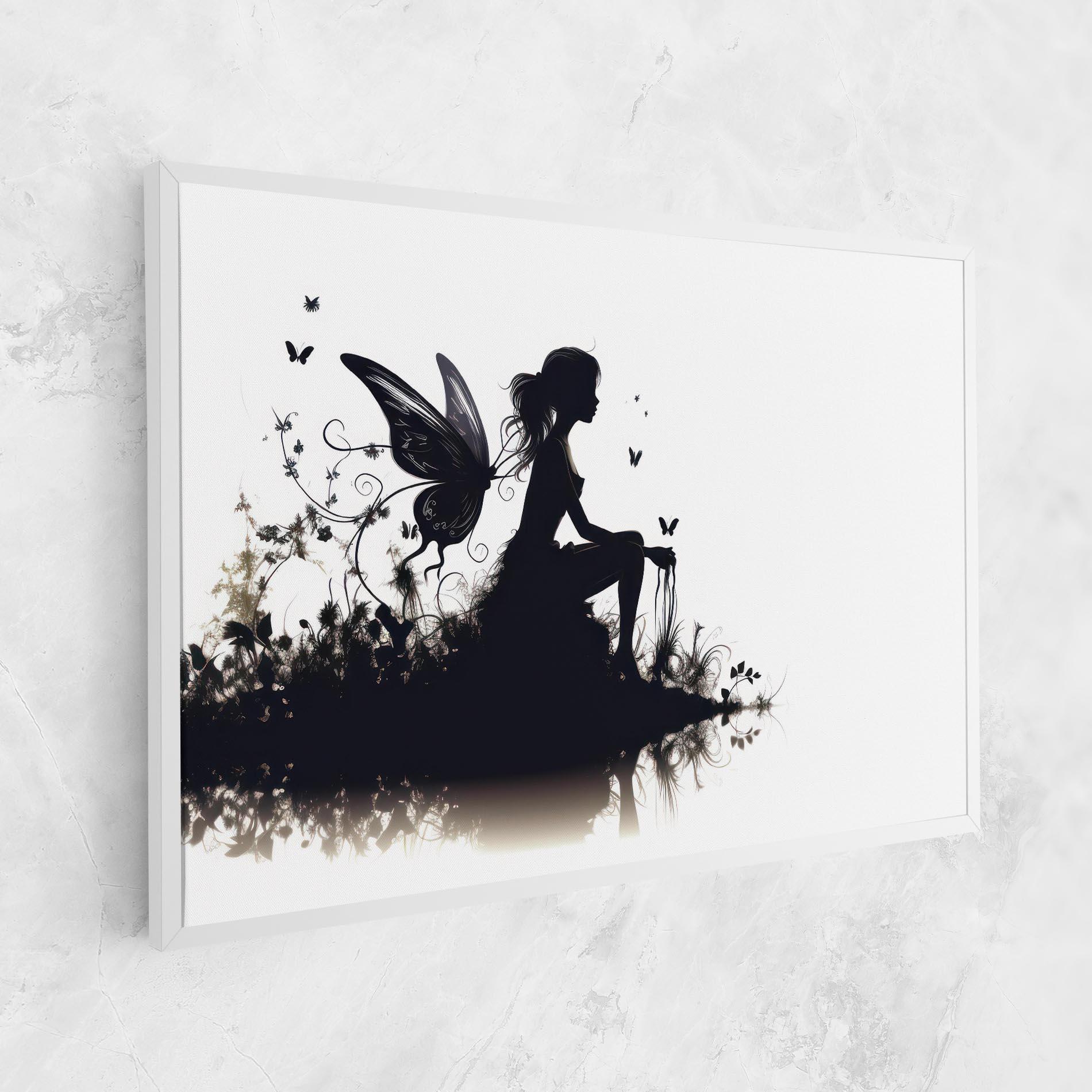 Leinwandbild Butterfly Woman Shilouette mockup 1
